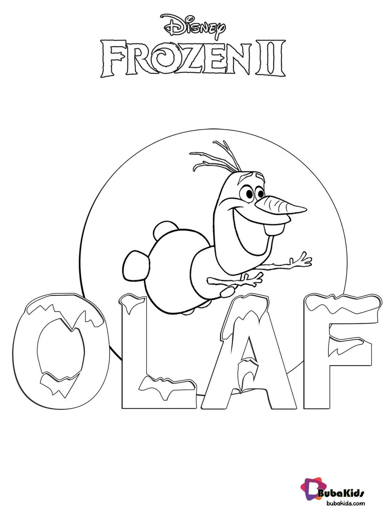 Frozen 2 Olaf the snowman coloring page.