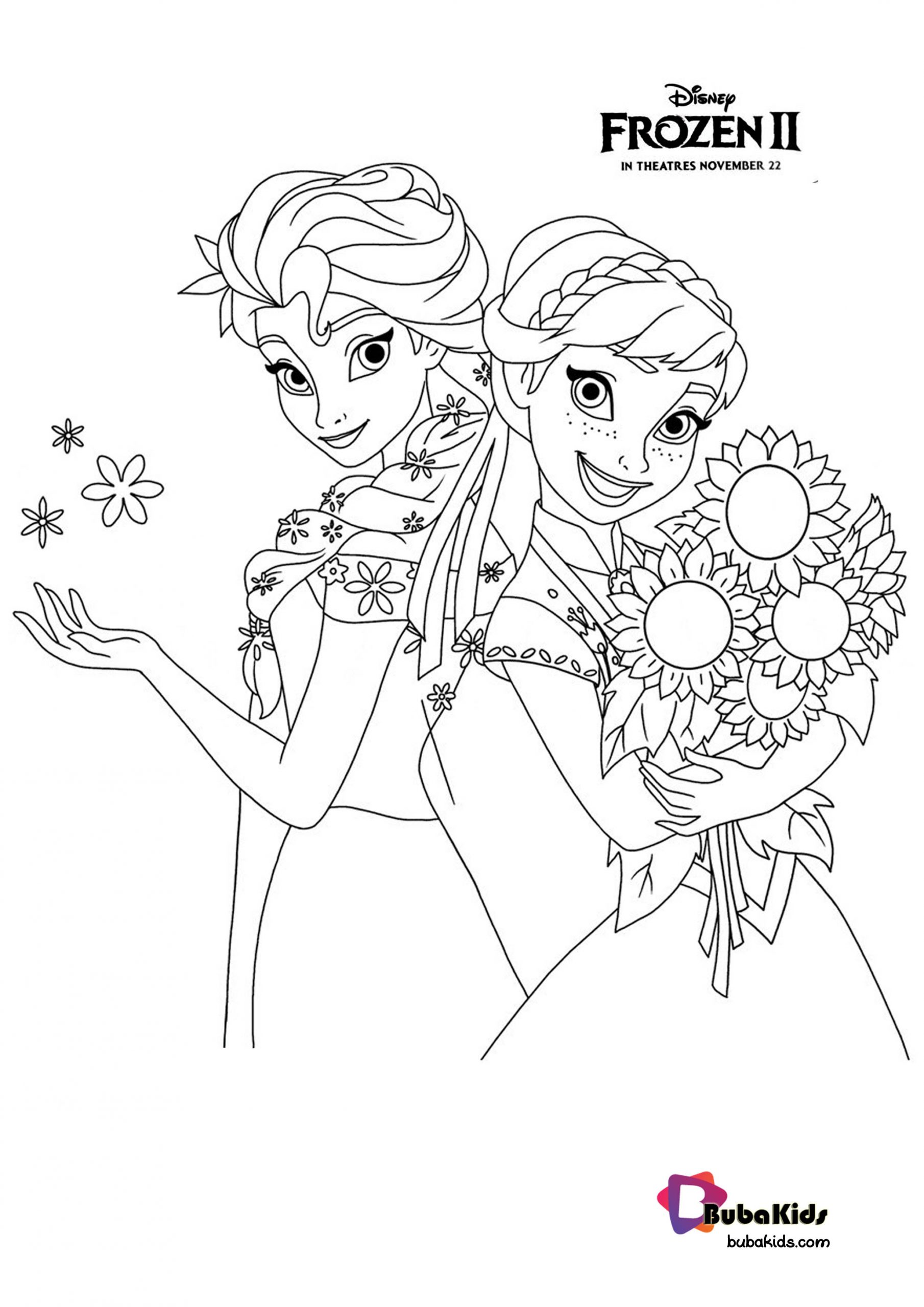 Frozen 2 Princess Anna Elsa Coloring Page Wallpaper