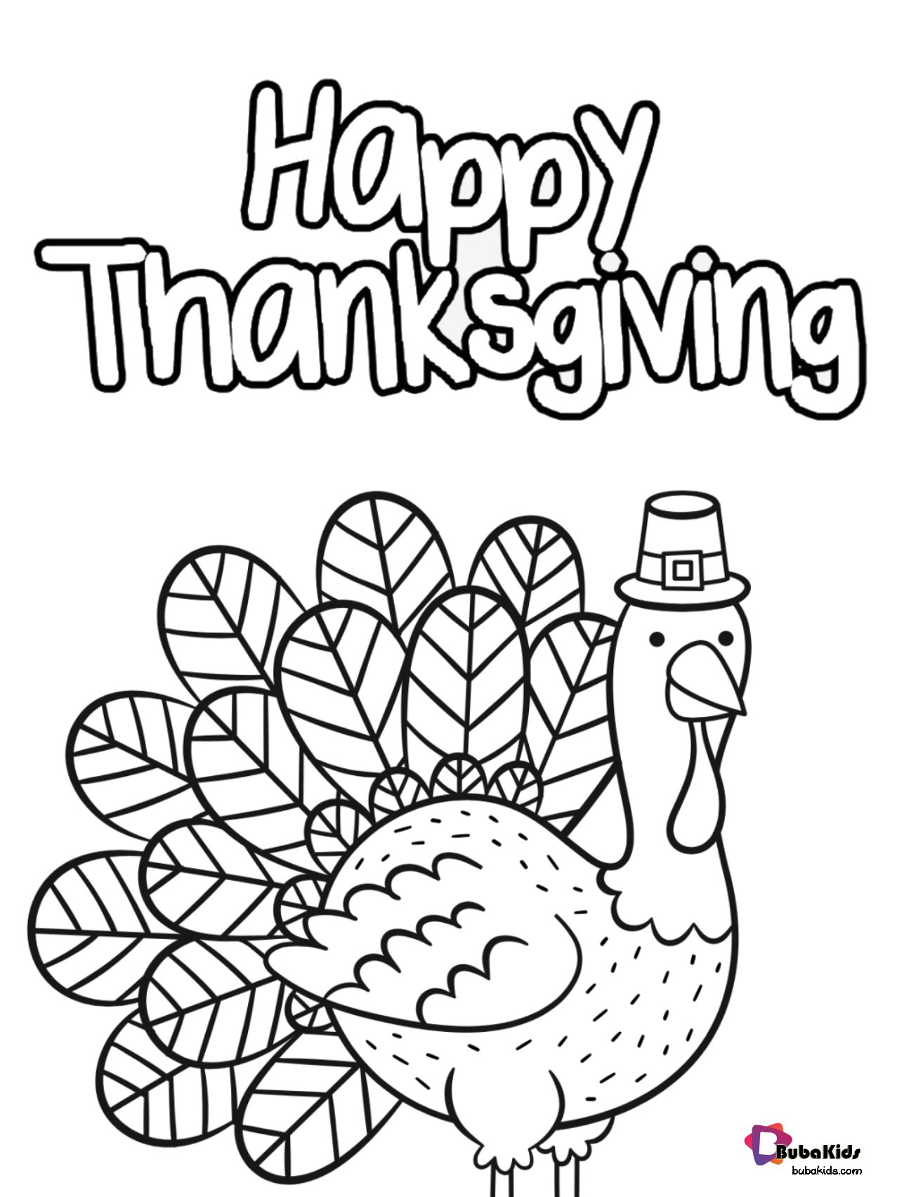 Free and printable Happy thanksgiving coloring page. Wallpaper