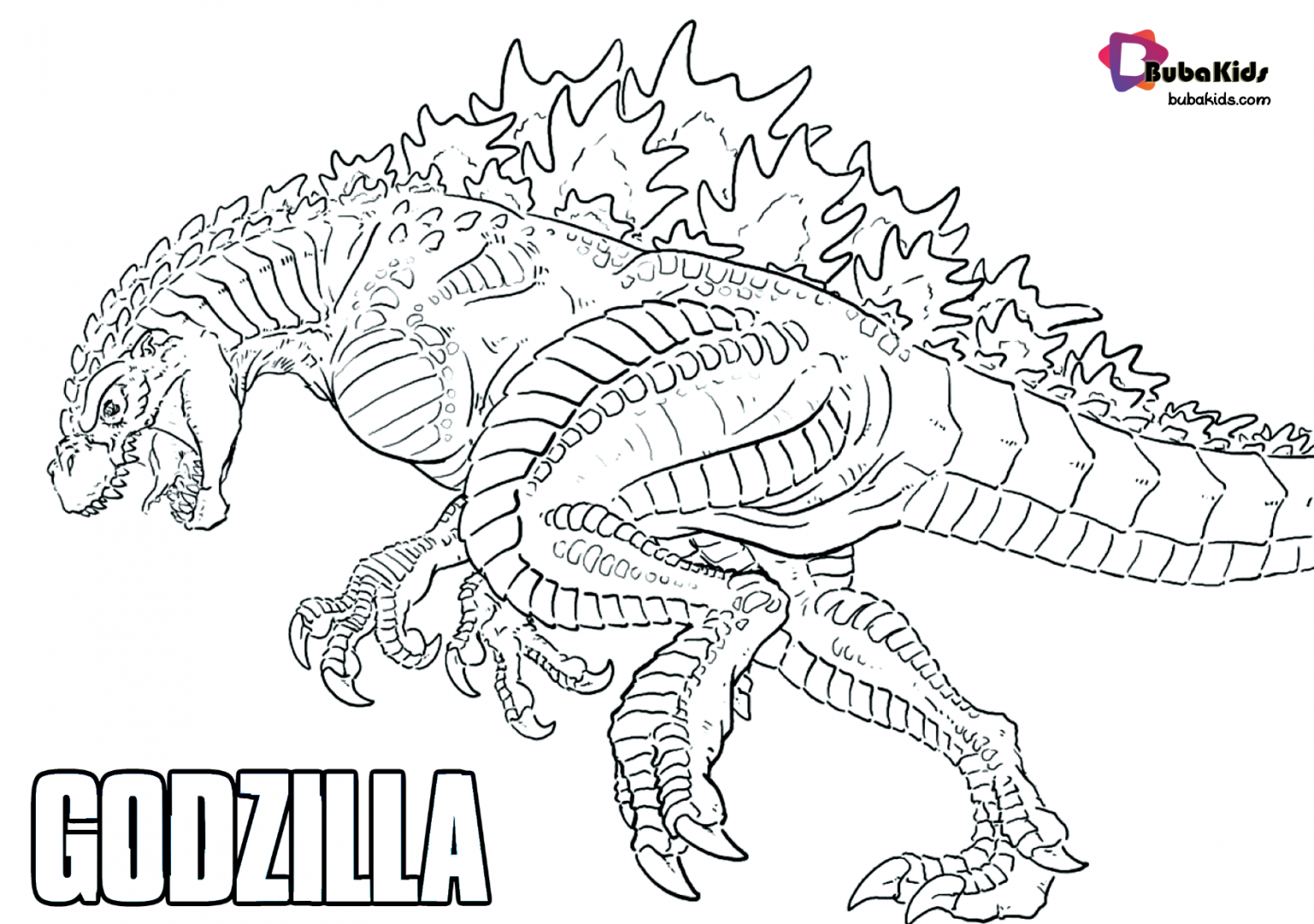 Godzilla king of monsters free printable coloring page.