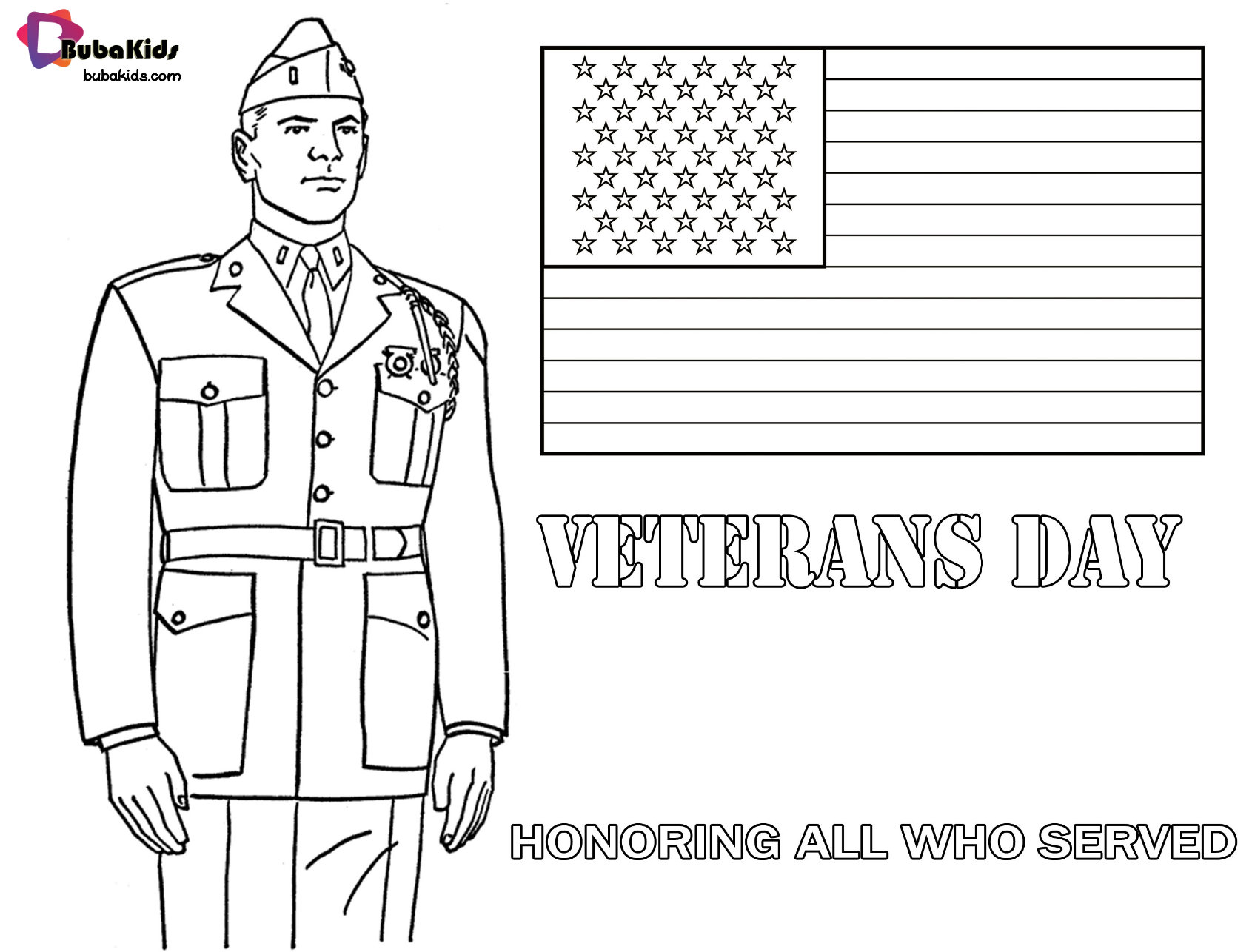 Veterans Day Honoring All Who Served coloring page. Wallpaper