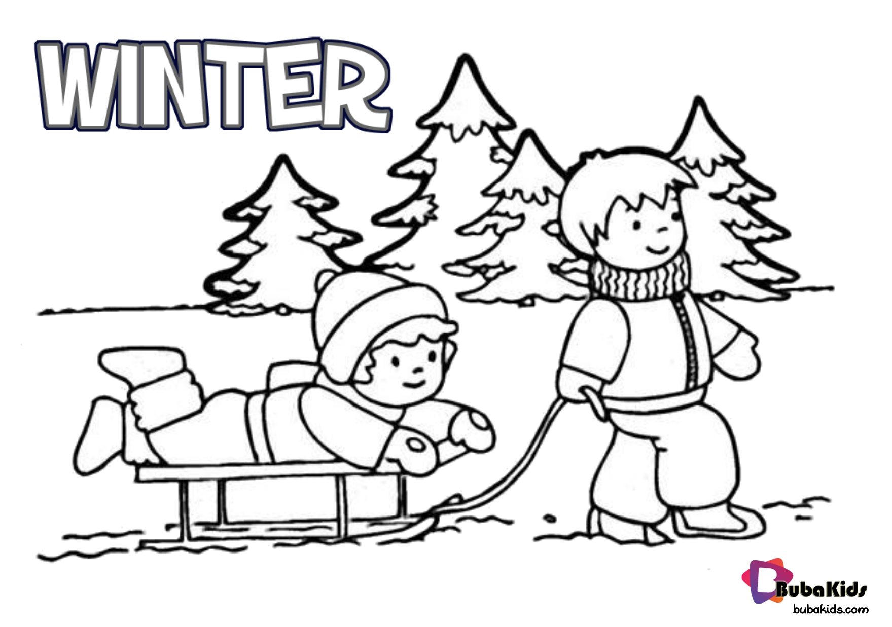 Free printable Winter coloring page.