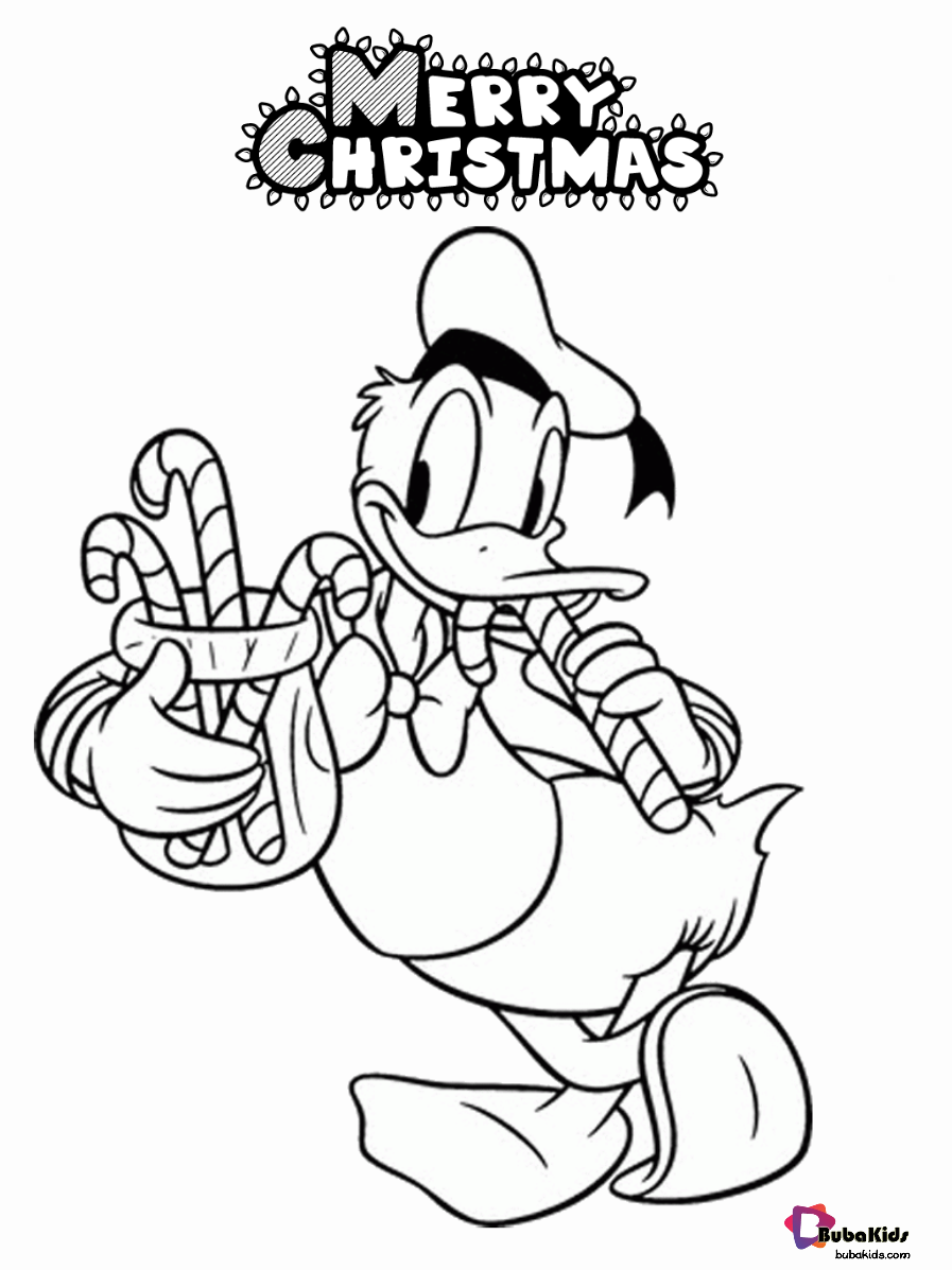 Free printable Donald Duck christmas coloring picture. Wallpaper
