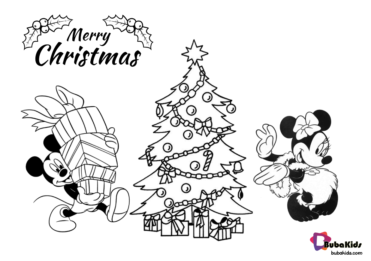 Mickey and Minnie Mouse christmas coloring pages. Wallpaper