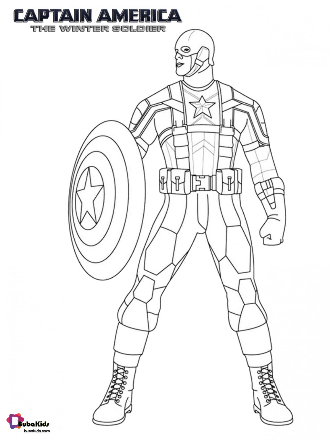 Superhero Captain America coloring page. | BubaKids.com
