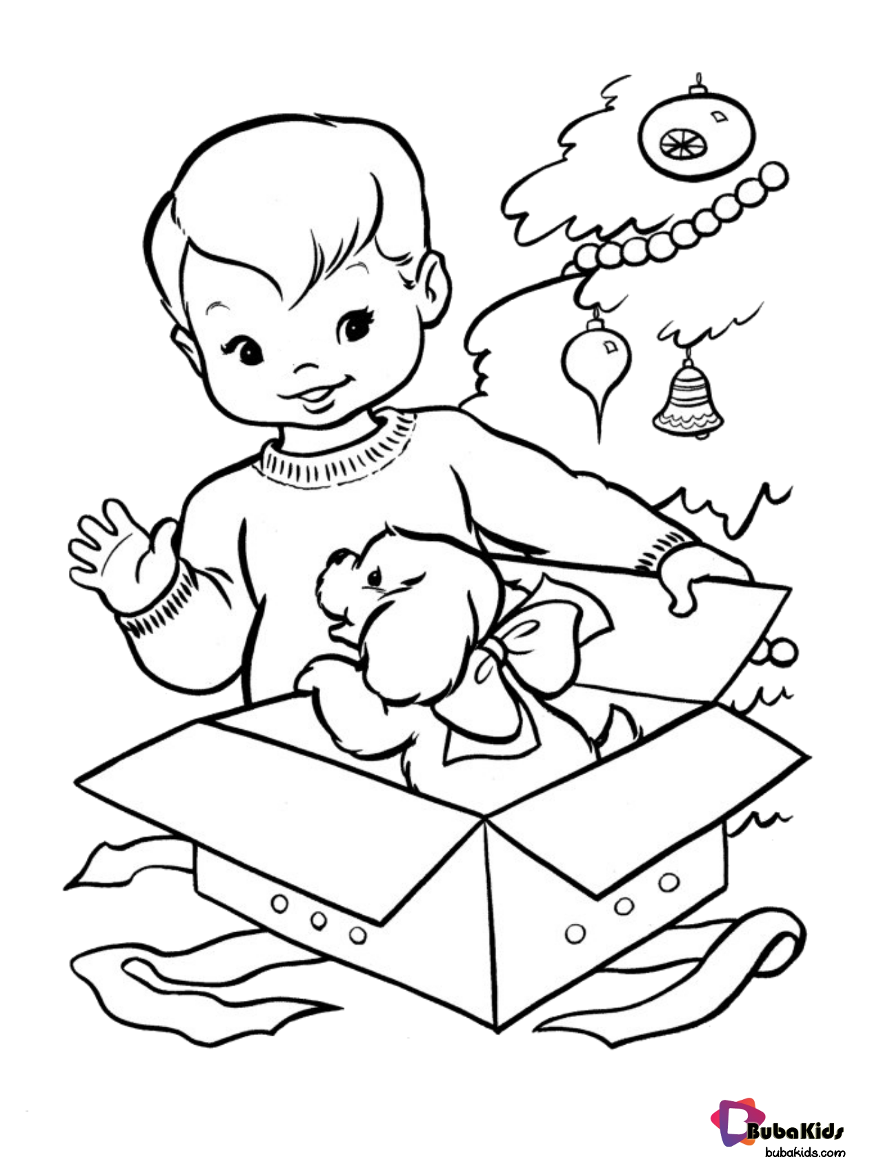 Christmas gift coloring page. Wallpaper