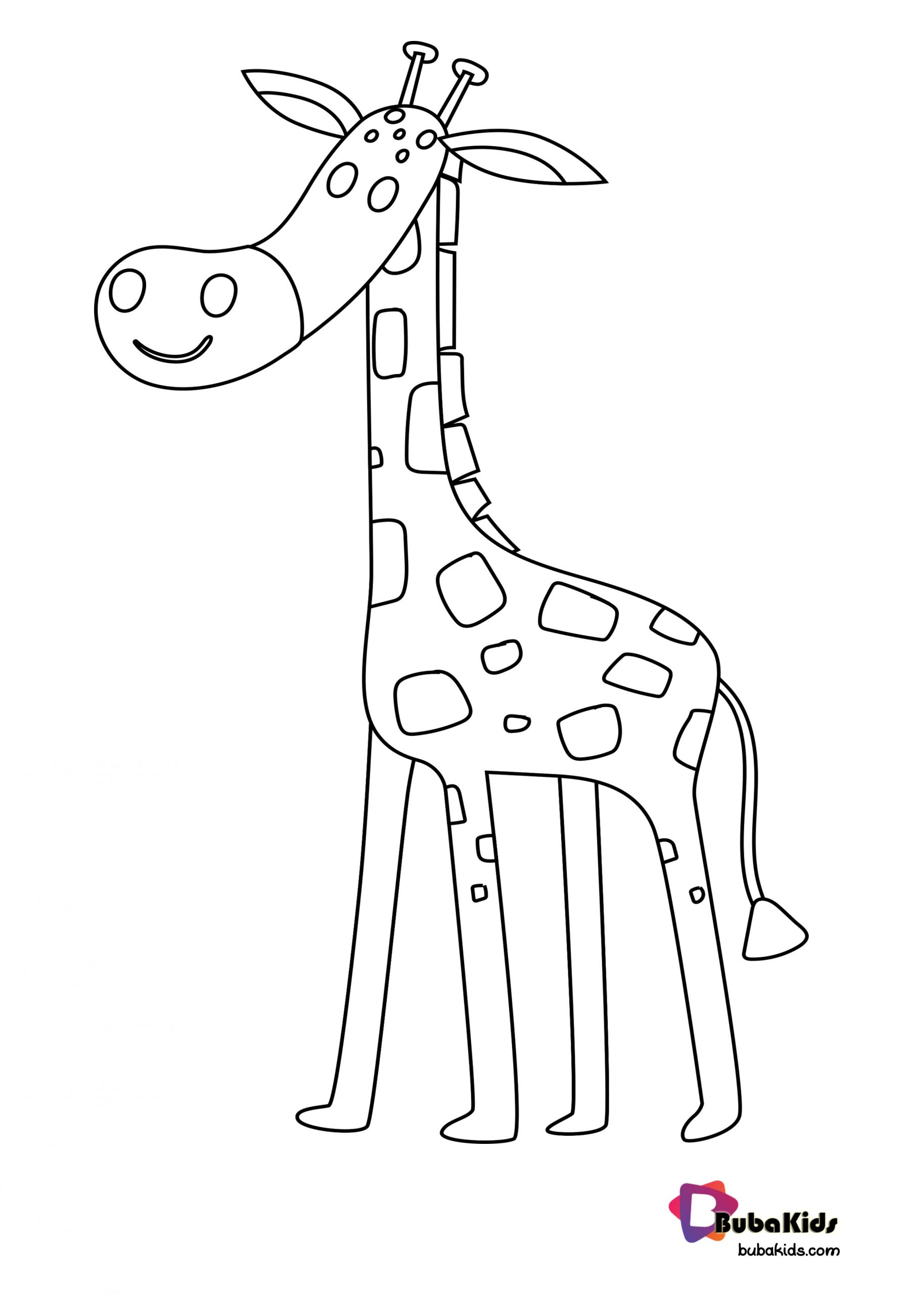 Cute Giraffe For Preschool Kids Coloring Page Wallpaper