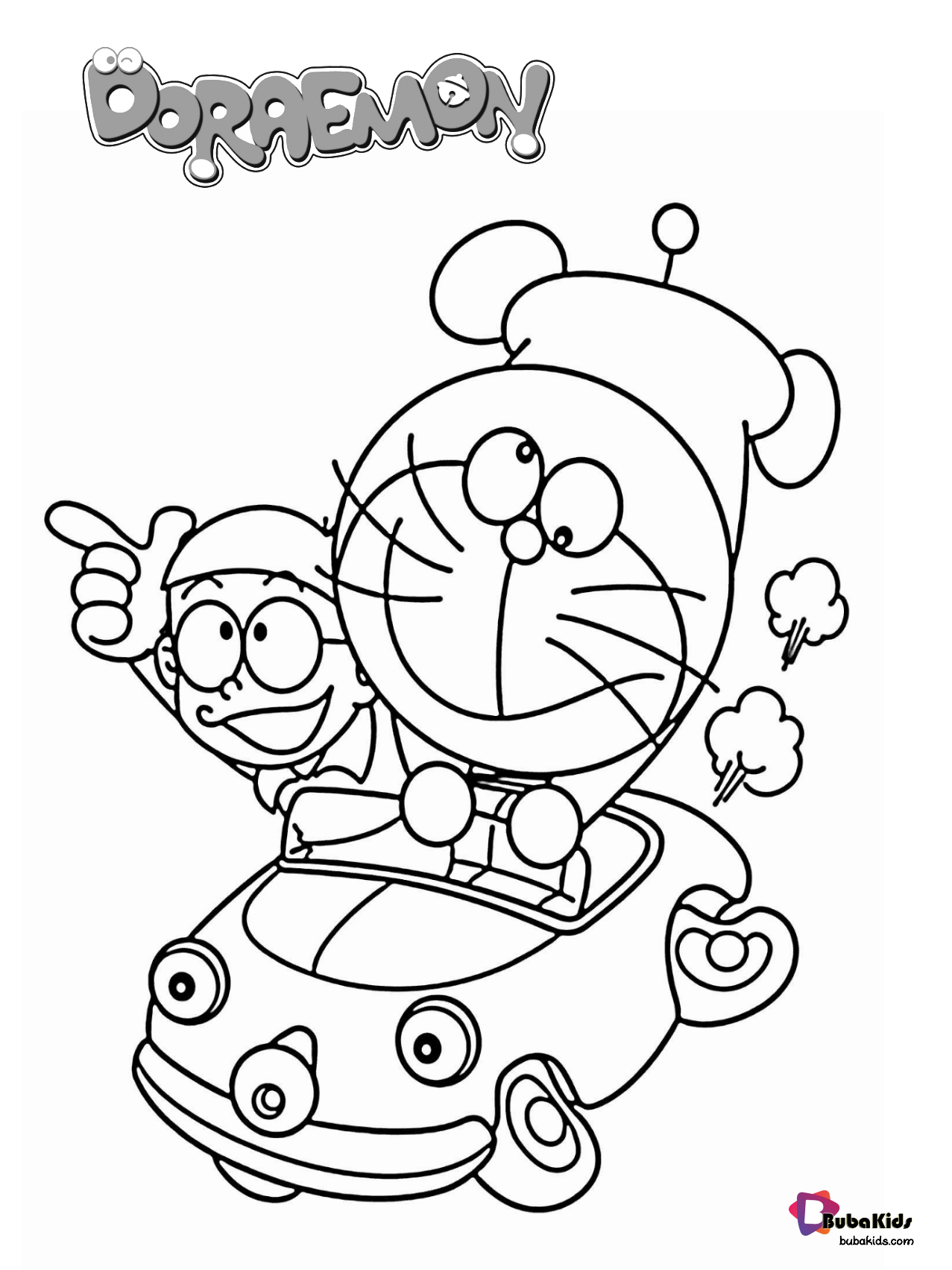 Free download and printable Doraemon and nobita coloring page.