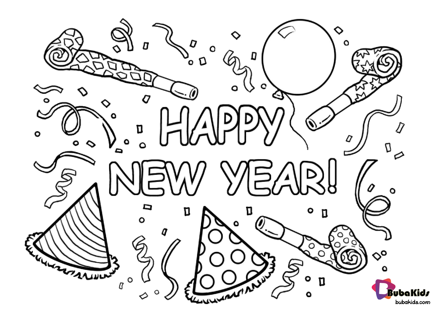 Free download happy new year printable coloring page. Wallpaper