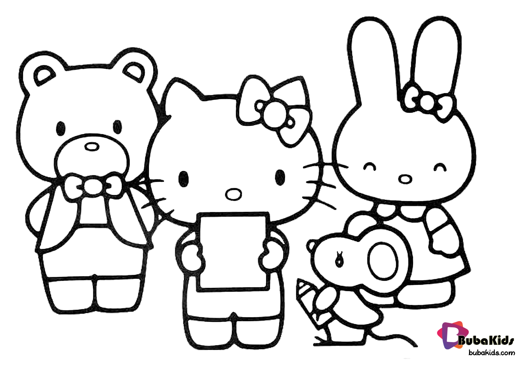 Hello kitty and friends coloring picture. Wallpaper