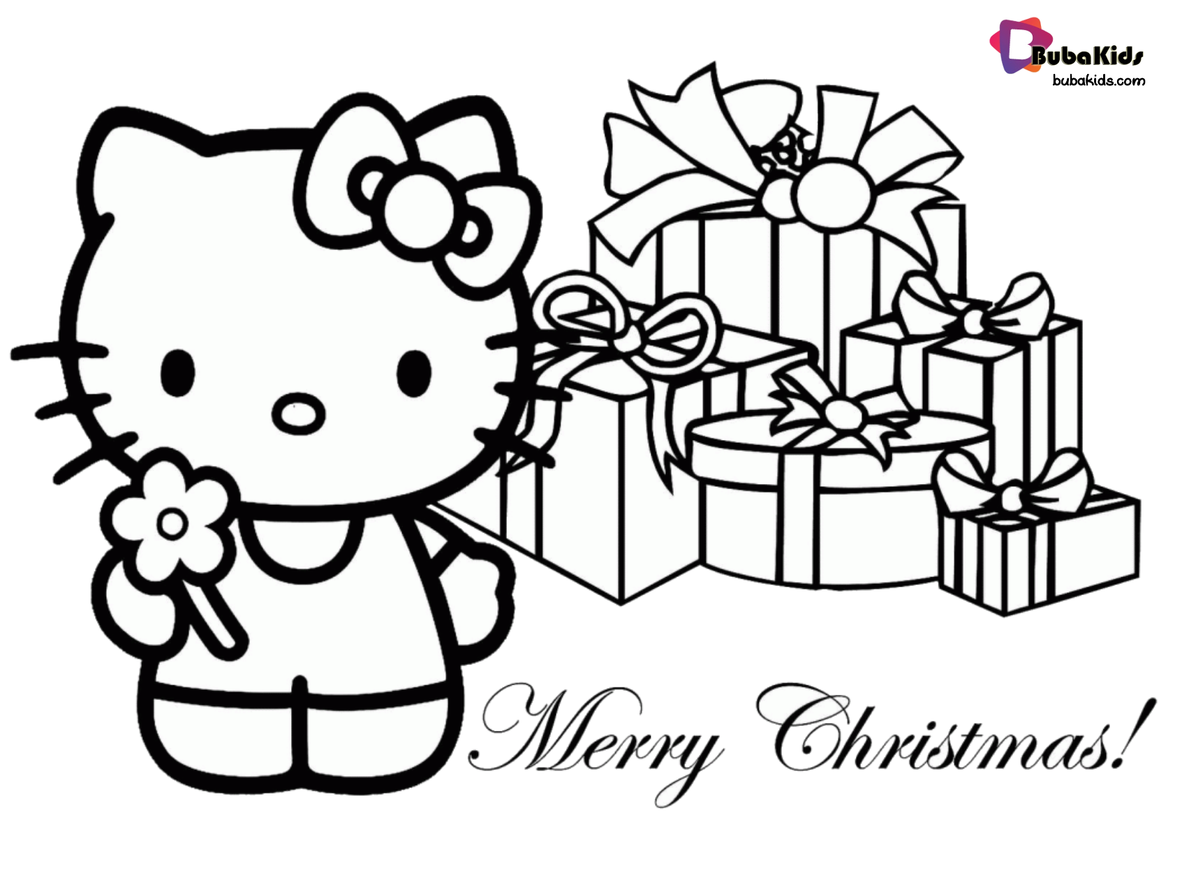 Hello Kitty Merry Christmas coloring picture. Wallpaper