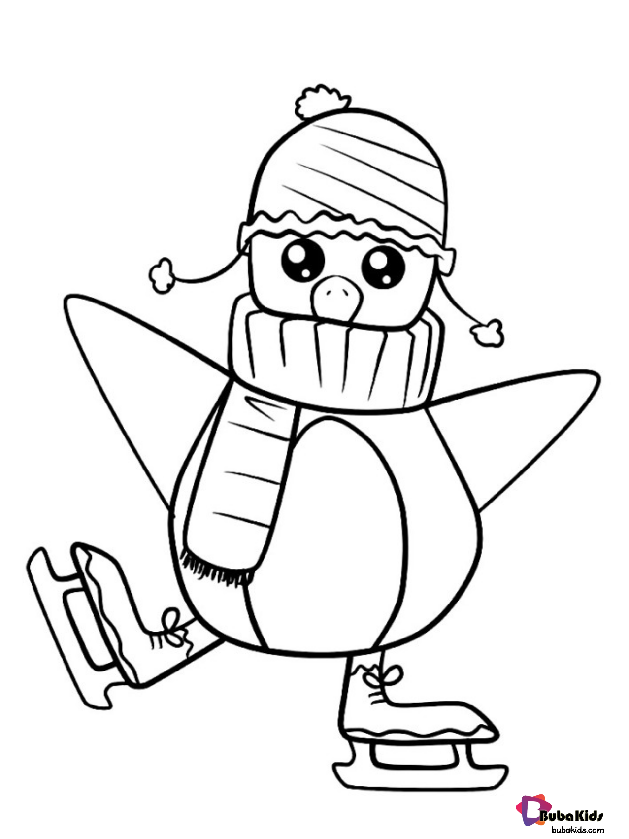 Free printable Cute Penguin coloring page. Wallpaper