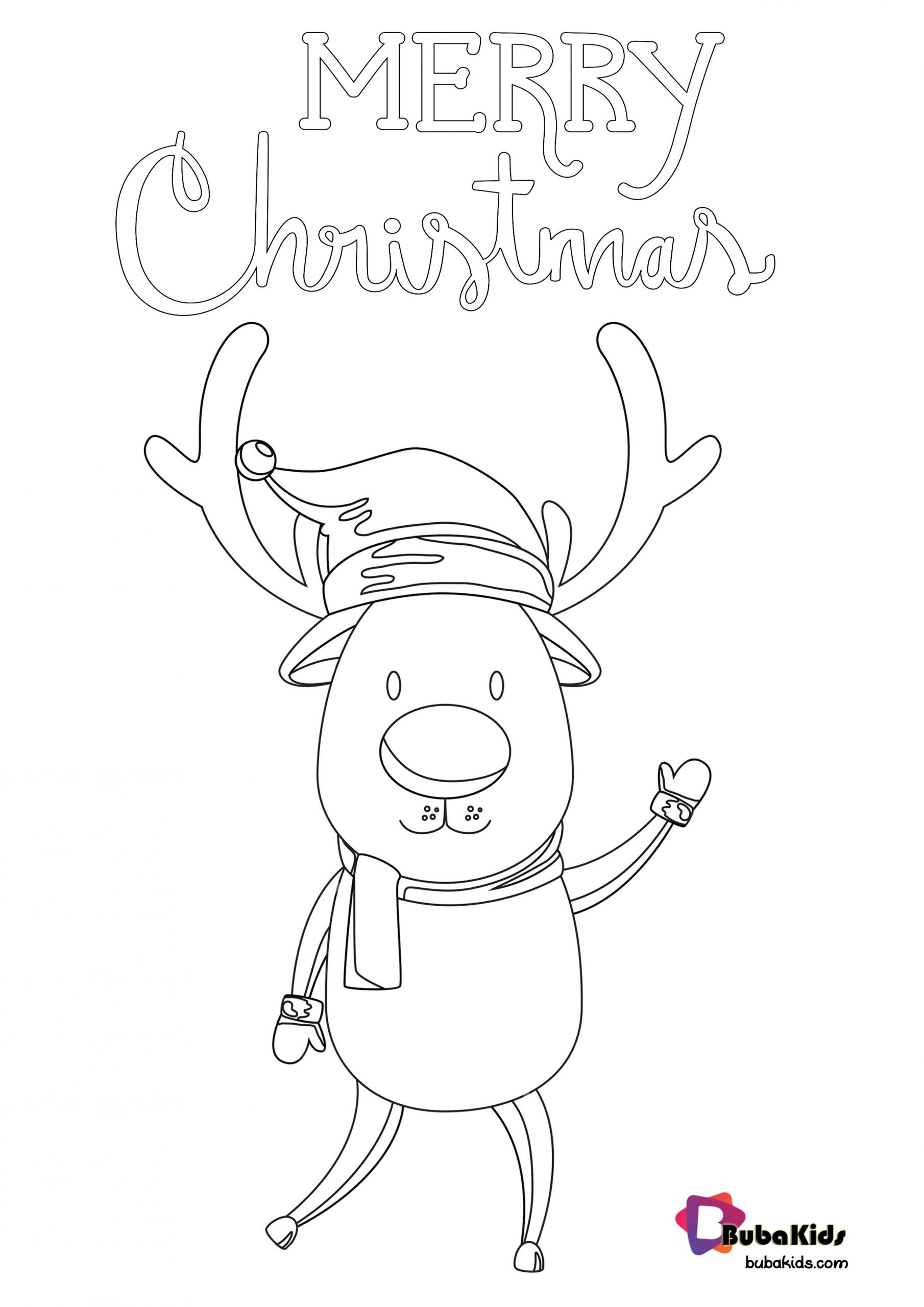 Reindeer Coloring Page Special Christmas Bubakids Wallpaper
