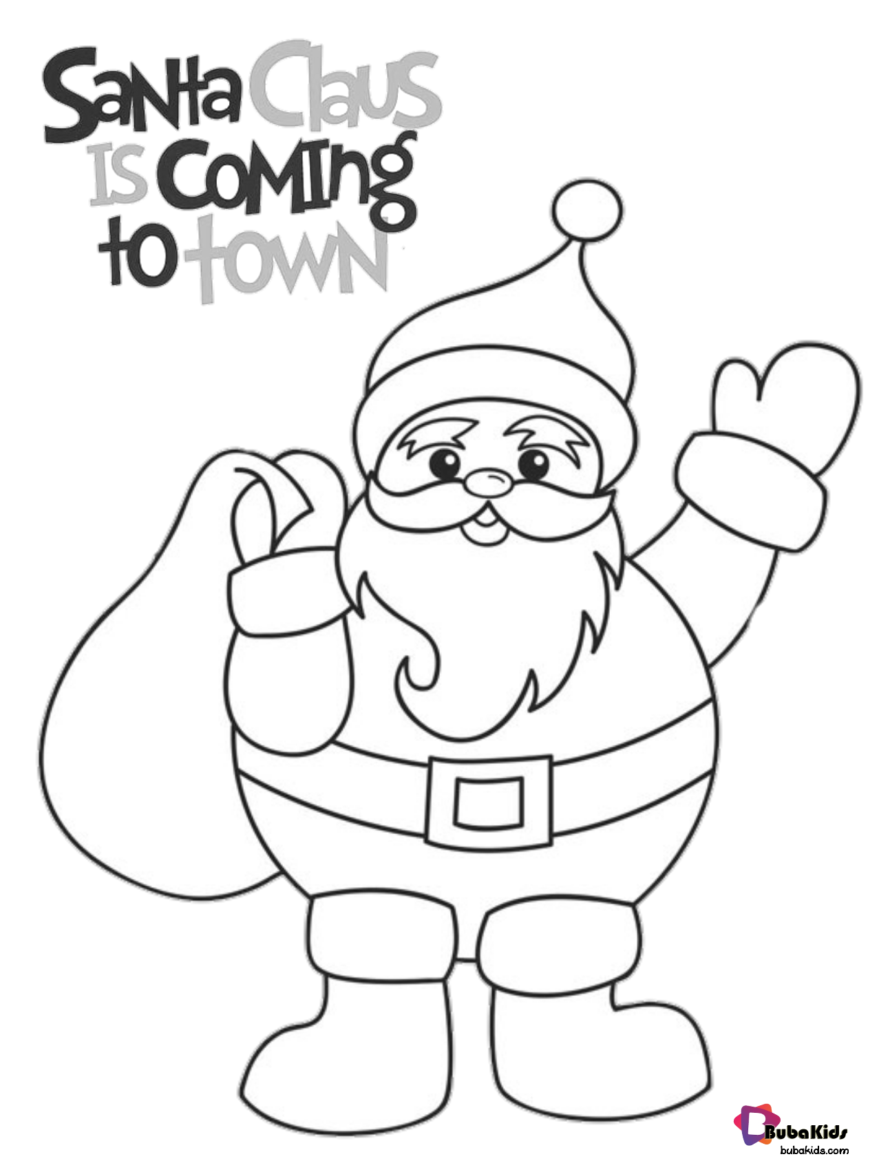 Santa Claus is coming to town christmas coloring page. Wallpaper