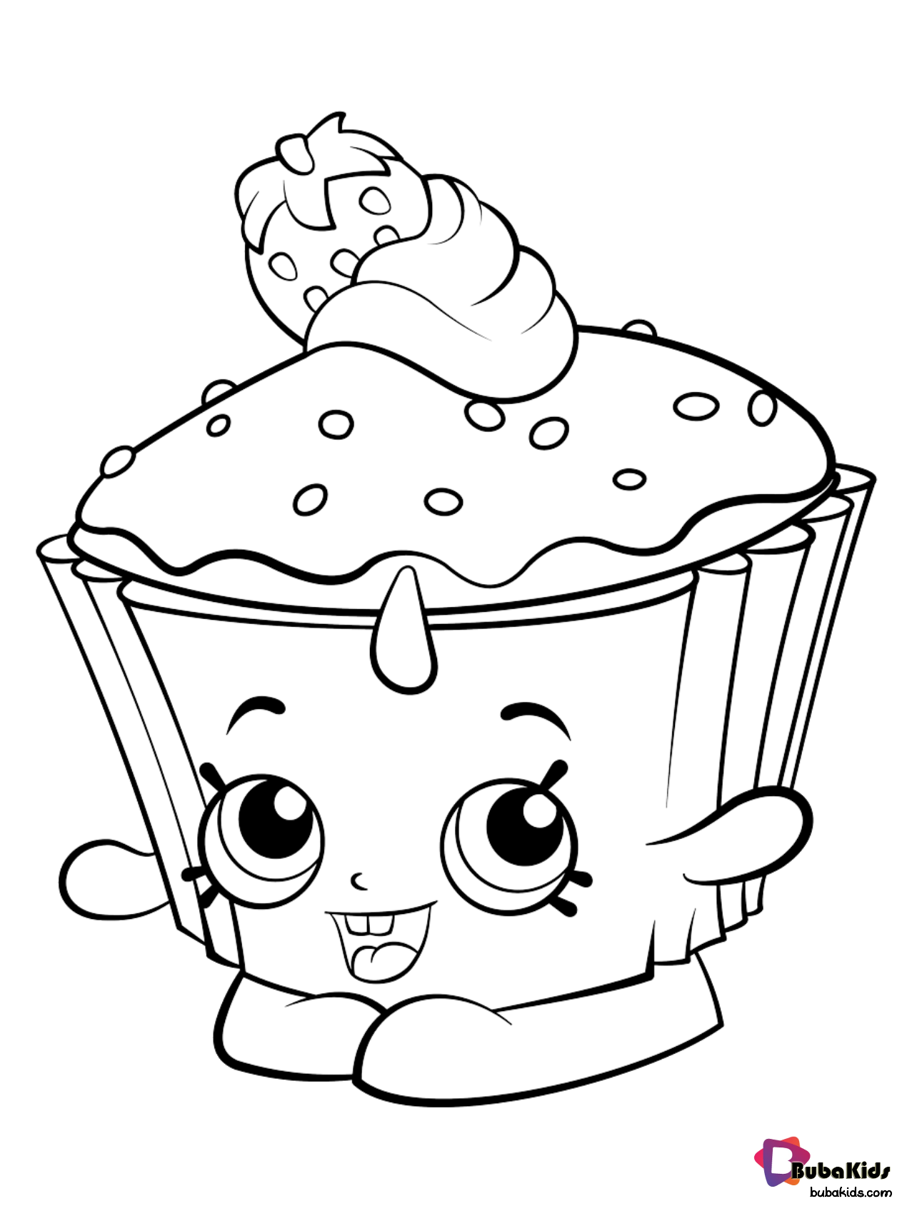 Free download Strawberry cup cake coloring page for preschoolers. Wallpaper
