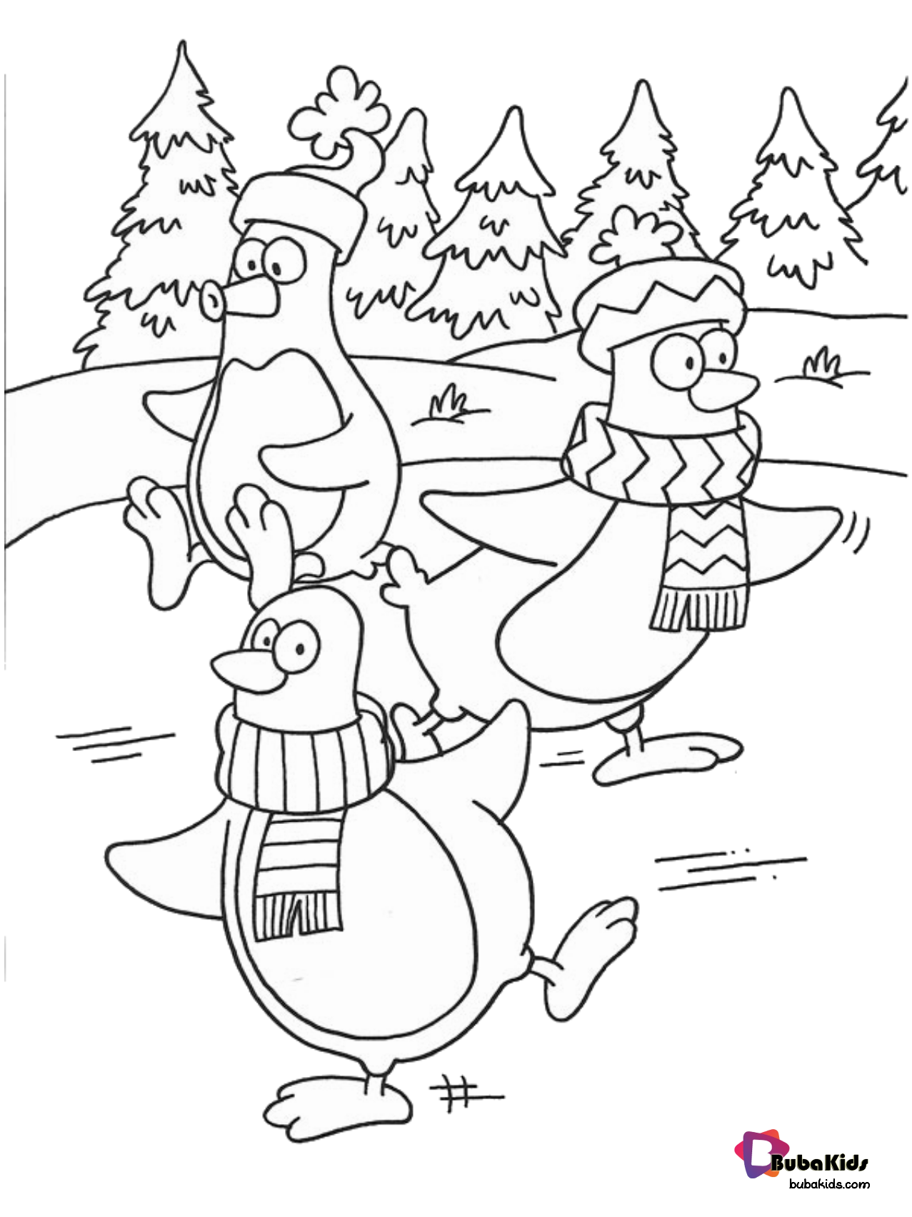 Winter coloring page free download and printable picture. Wallpaper