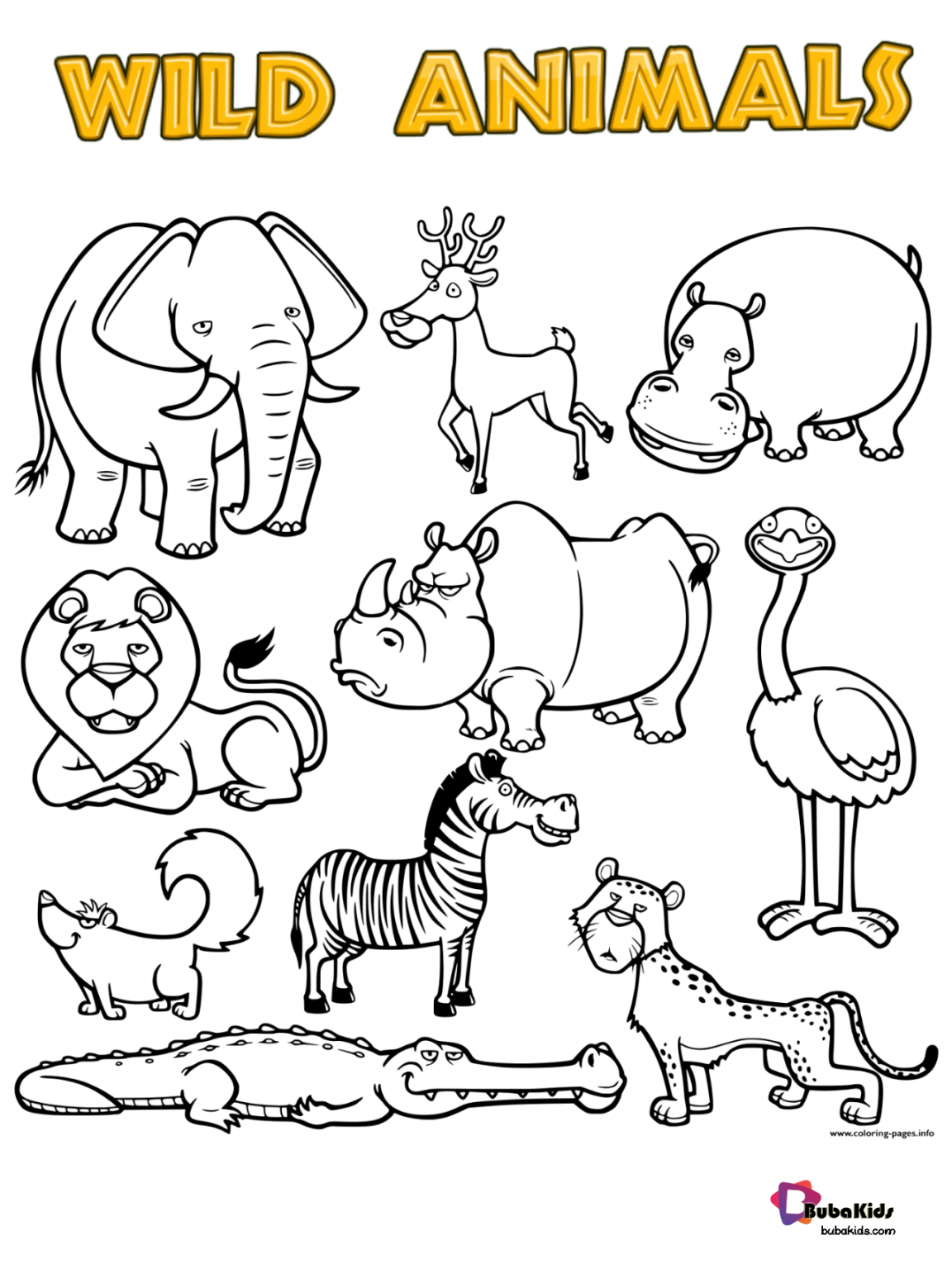 Free download Wild Animals printable coloring page | BubaKids.com