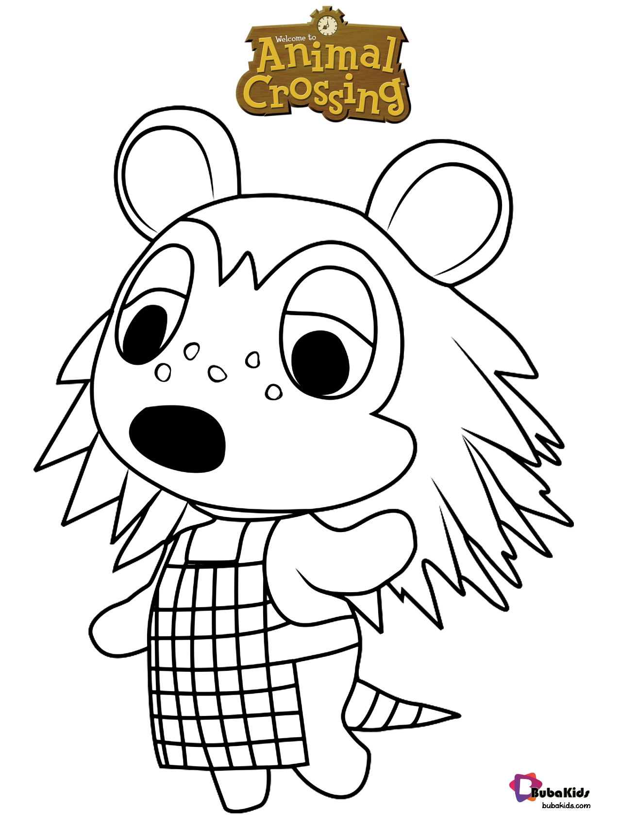 Sable Animal Crossing Coloring Page for kids Wallpaper