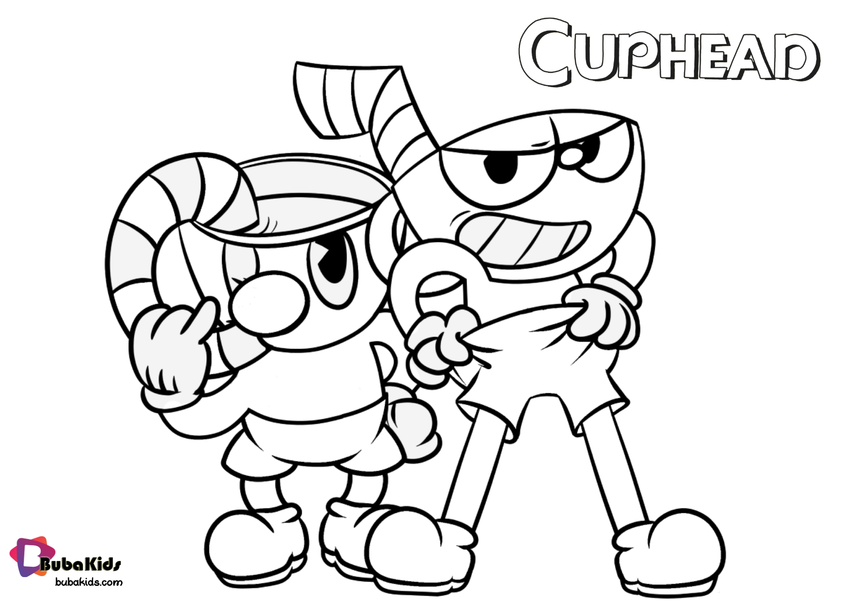 Animated characters Cuphead coloring page