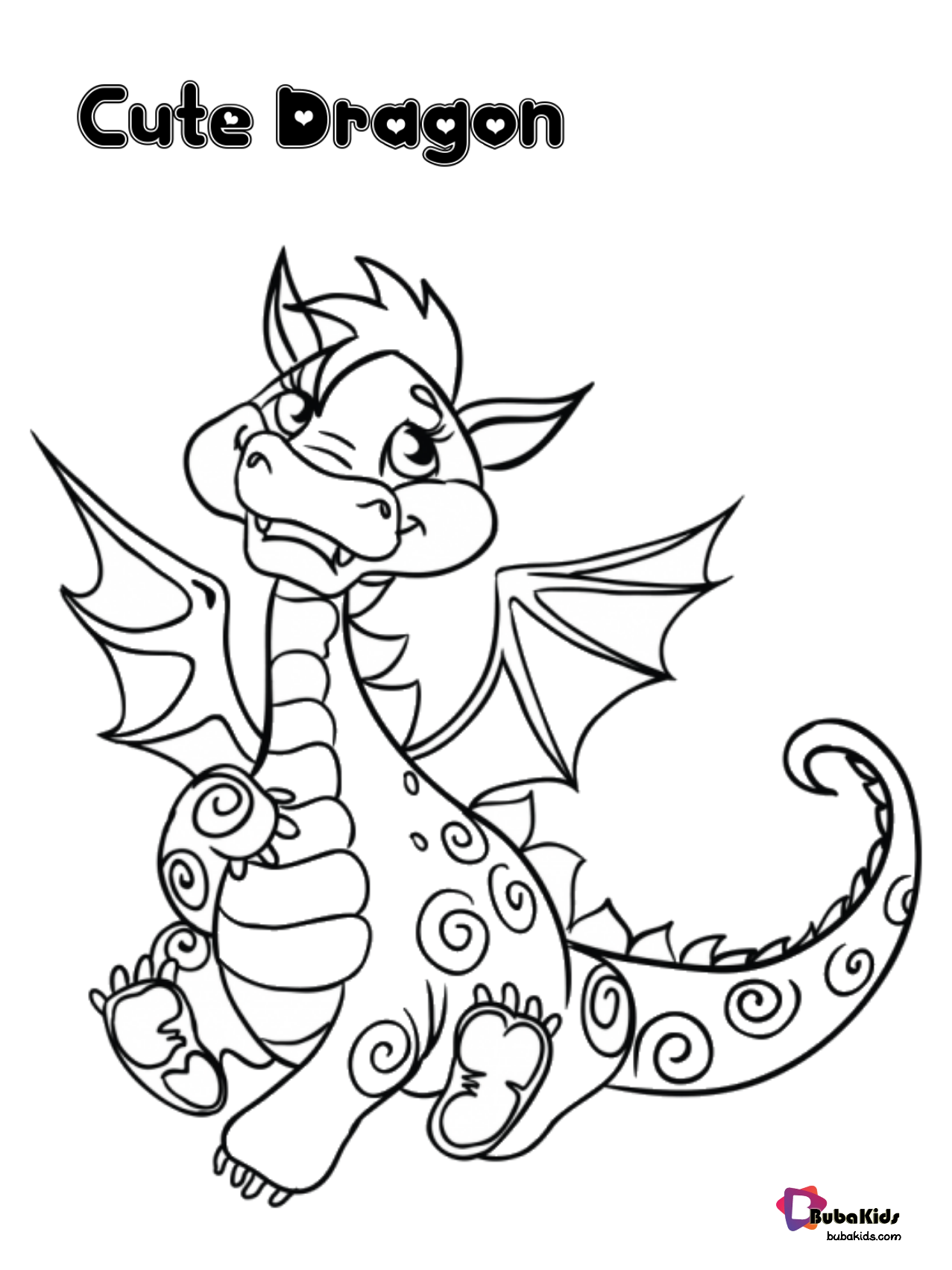 Cute dragon the mythical creatures coloring page Wallpaper