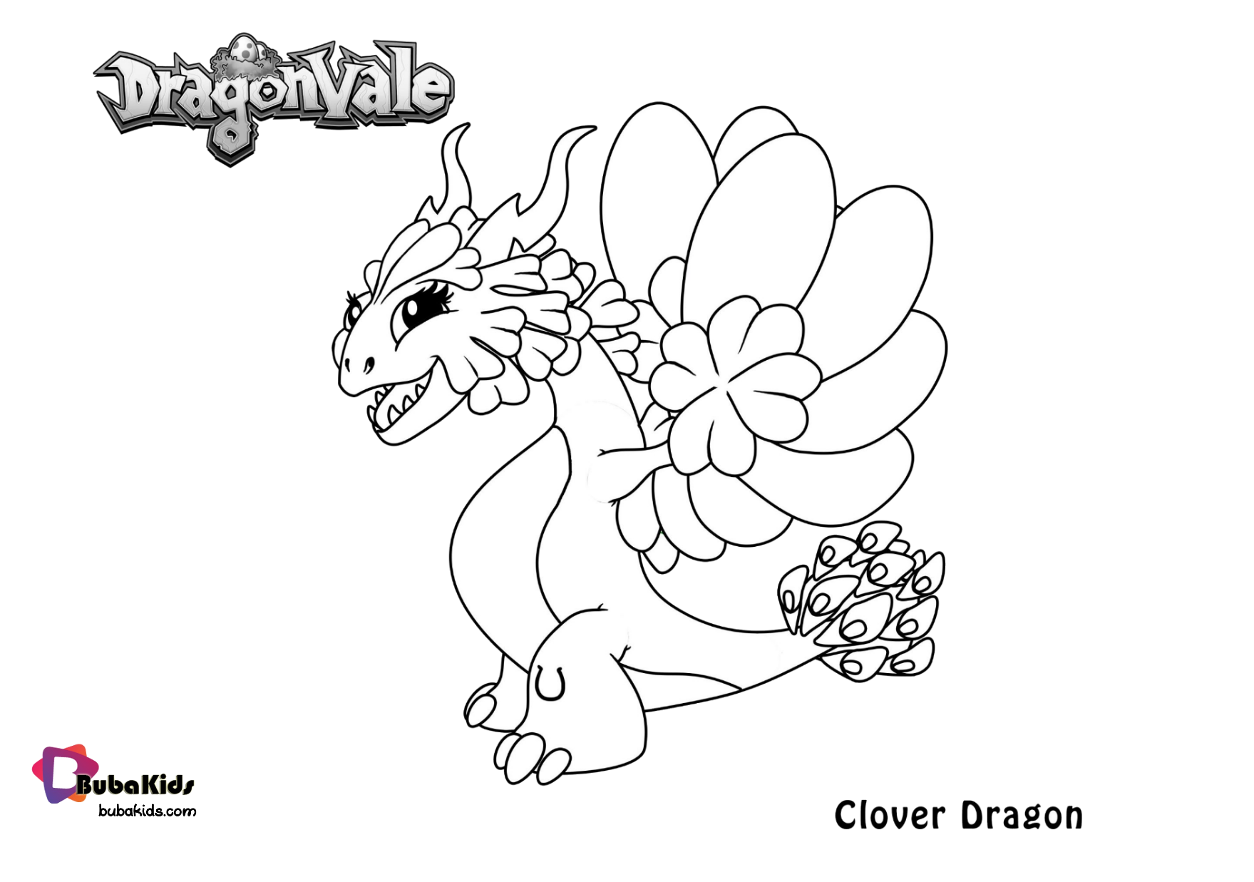 Dragonvale the clover dragon coloring page. Wallpaper