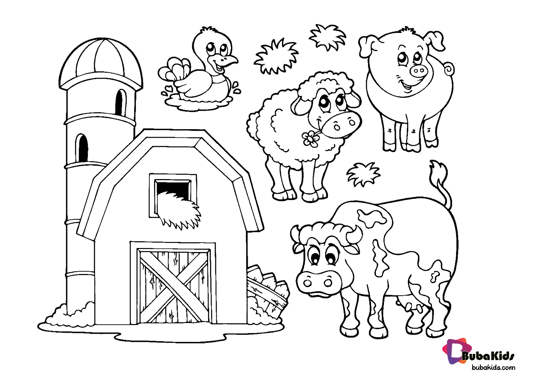 Farm animal coloring page for children to print and color