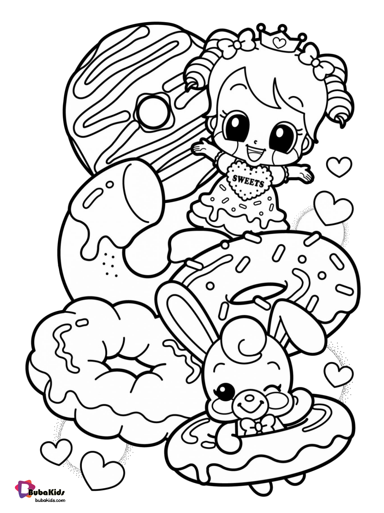 Food donuts coloring page Wallpaper