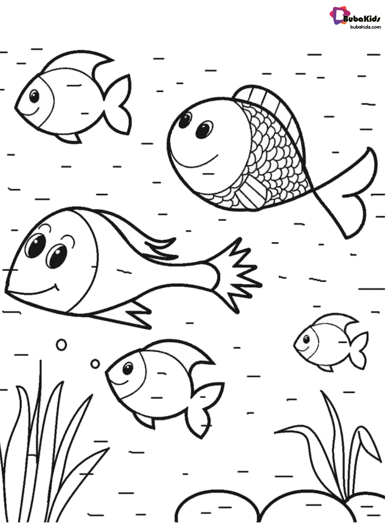 Happy fish coloring page for kindergarten Wallpaper