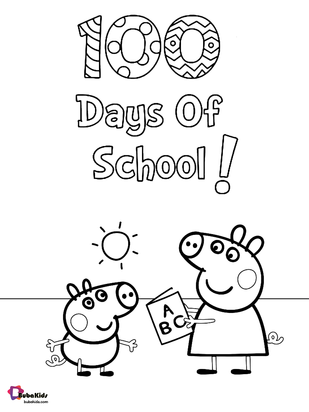 Peppa Pig 100 days of school coloring page Wallpaper