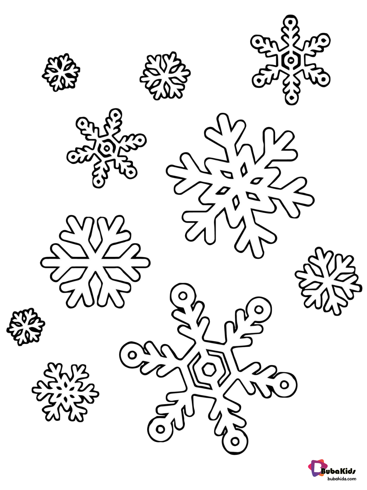 Winter snowflakes coloring page.