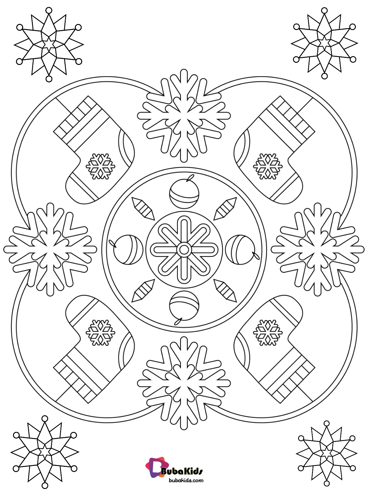 Winter socks and snowflakes coloring pages. Wallpaper