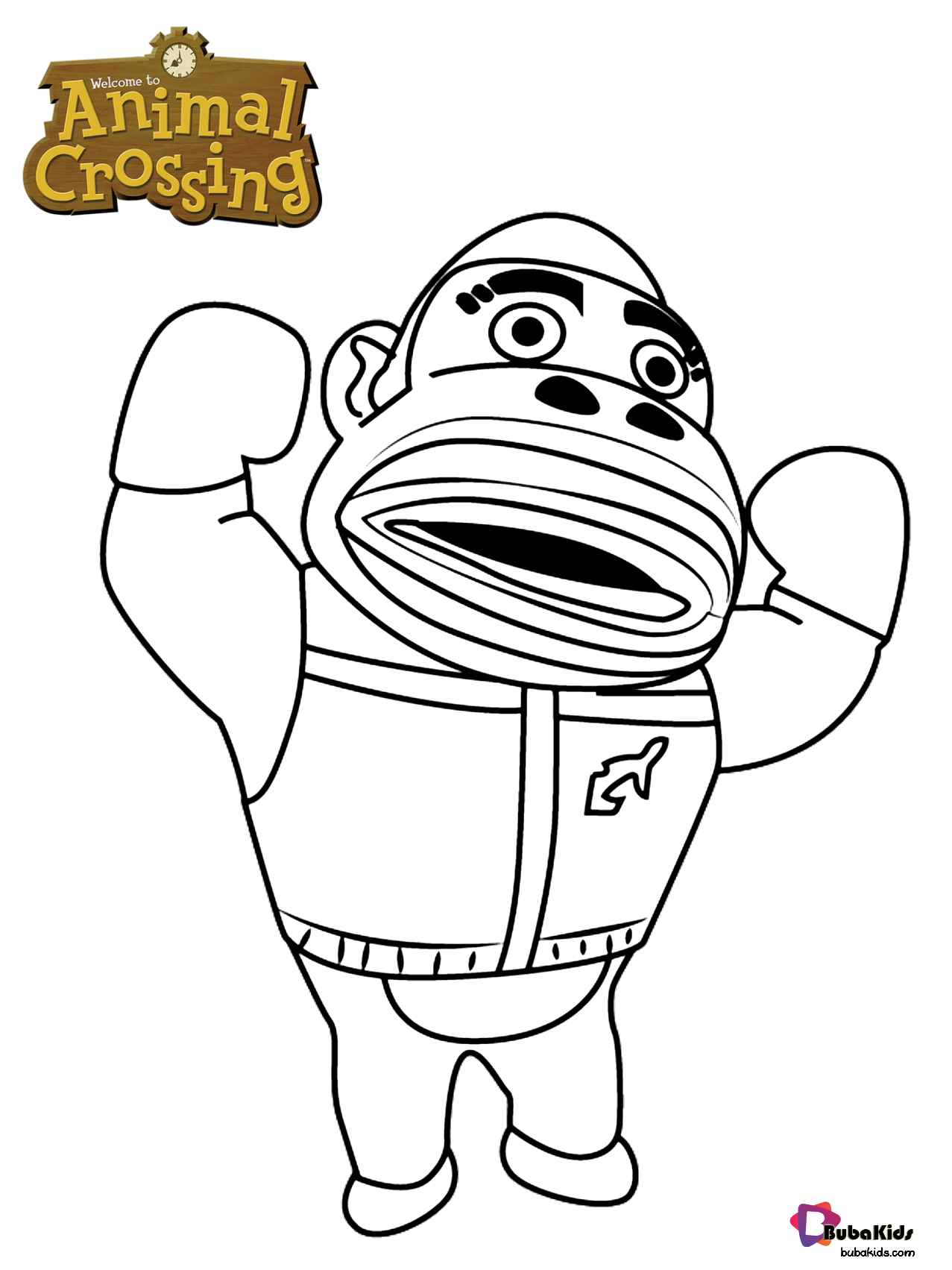 Al the gorilla character from Animal Crossing video games coloring page