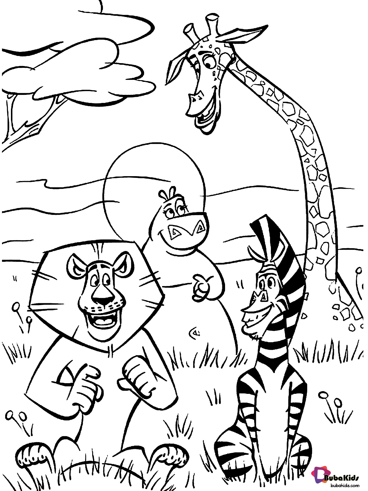 Madagascar movie characters coloring page Wallpaper