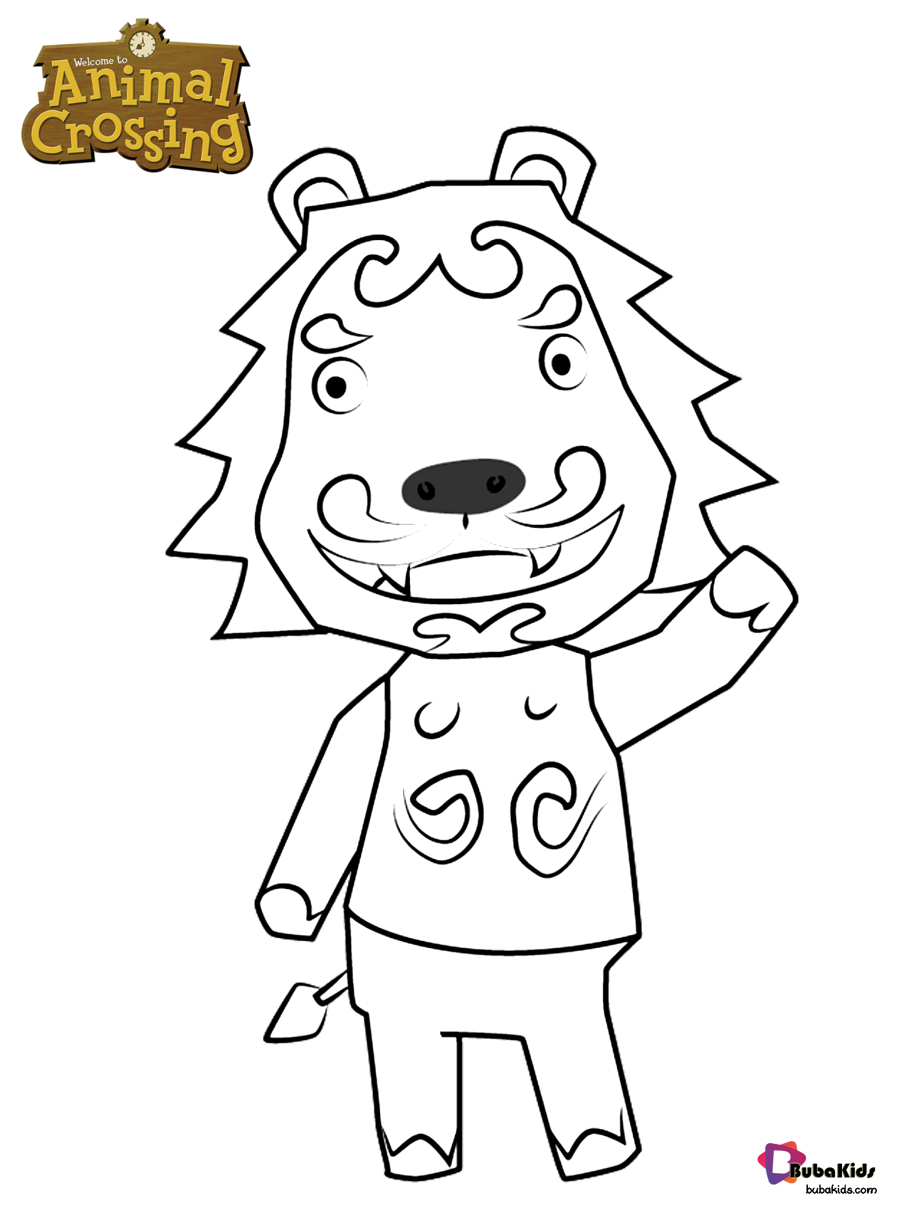 Free and printable picture of Rory from Animal Crossing character coloring page Wallpaper