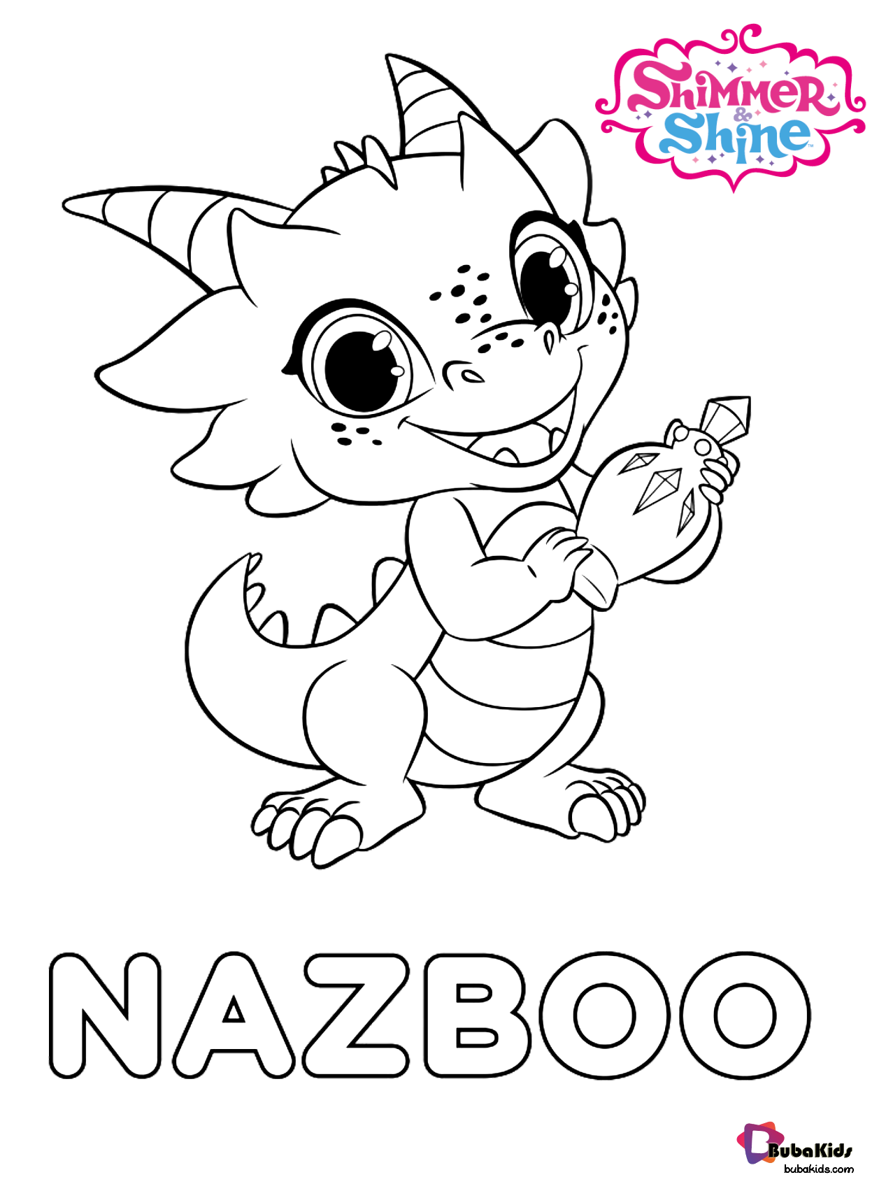 Nazboo pet dragon in Shimmer and Shine coloring page Wallpaper