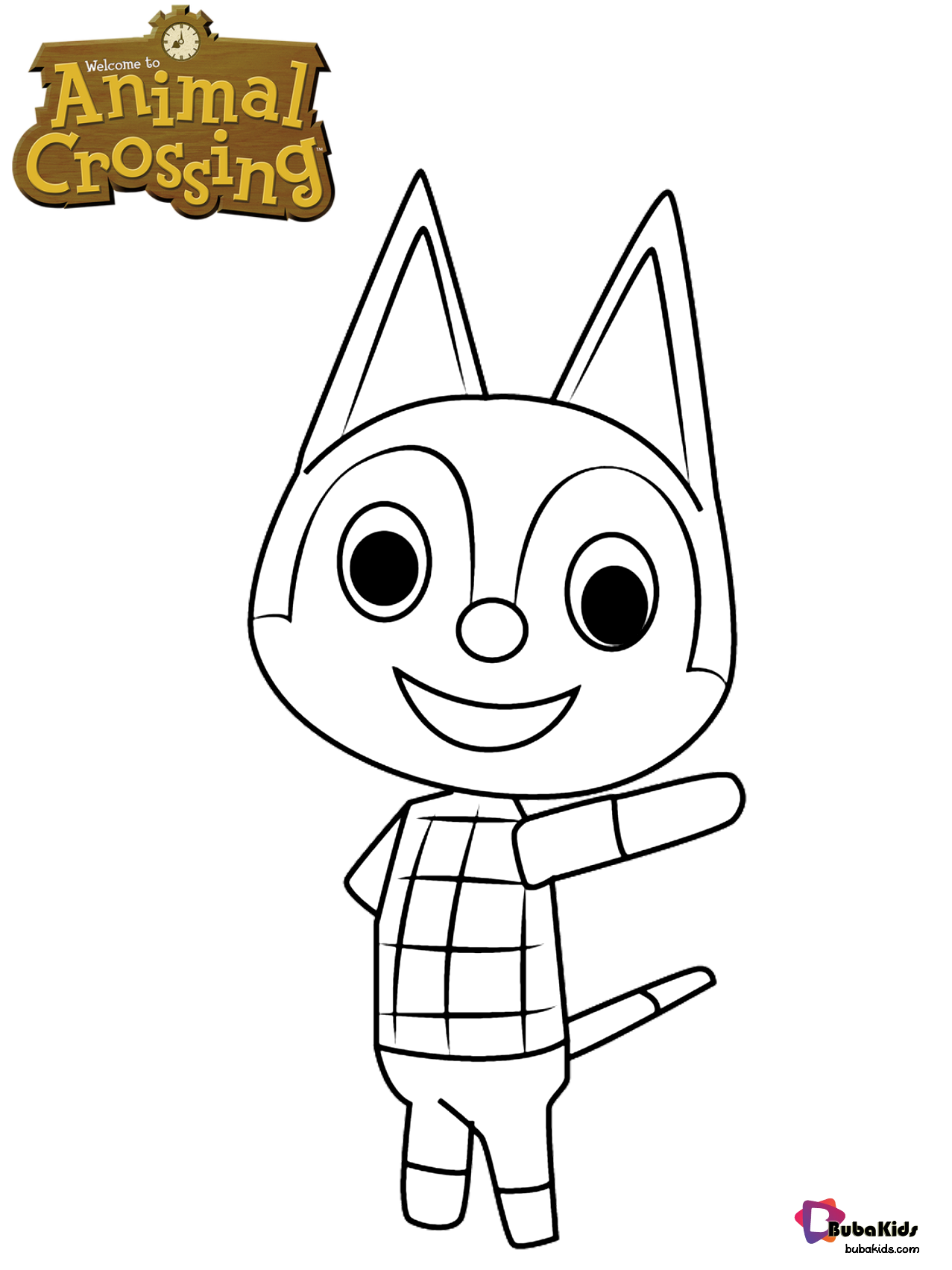 Rudy the cat from animal crossing video games character coloring page Wallpaper