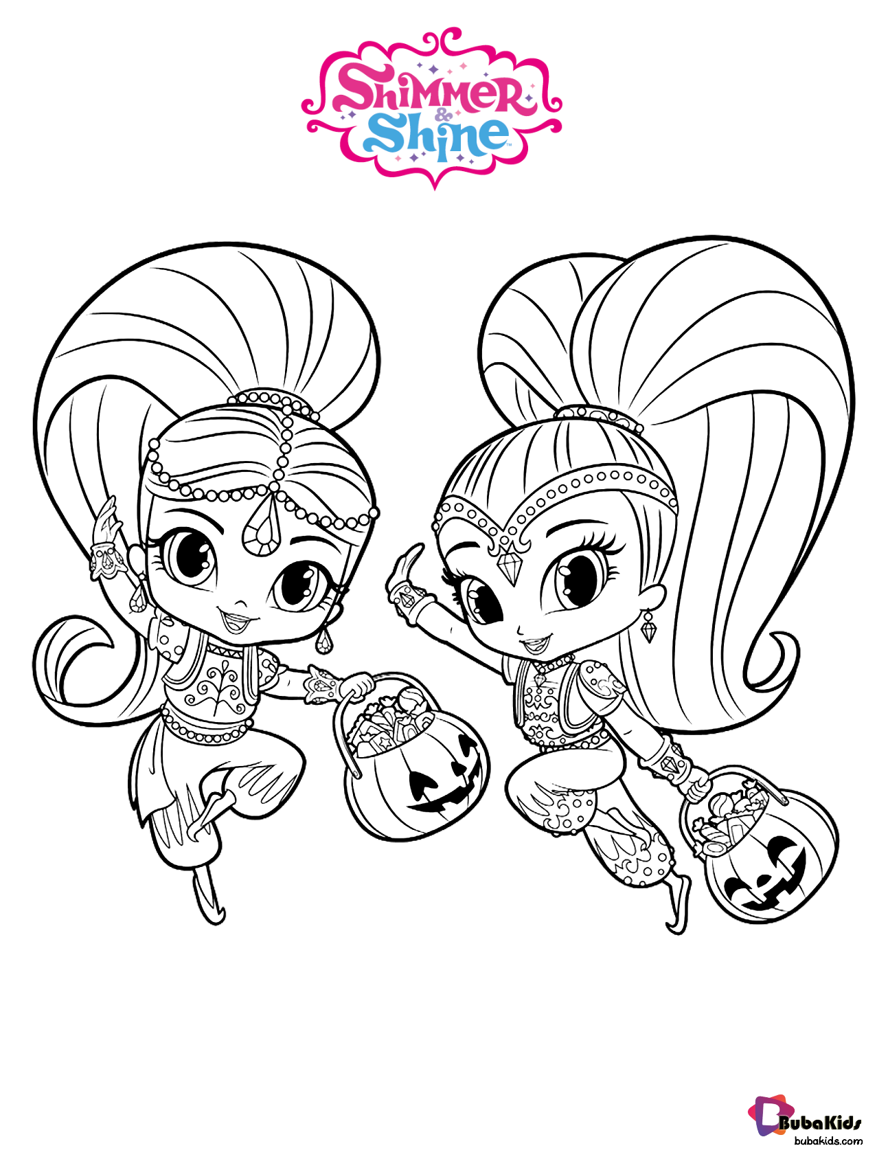 Shimmer and shine the twin genies free coloring page