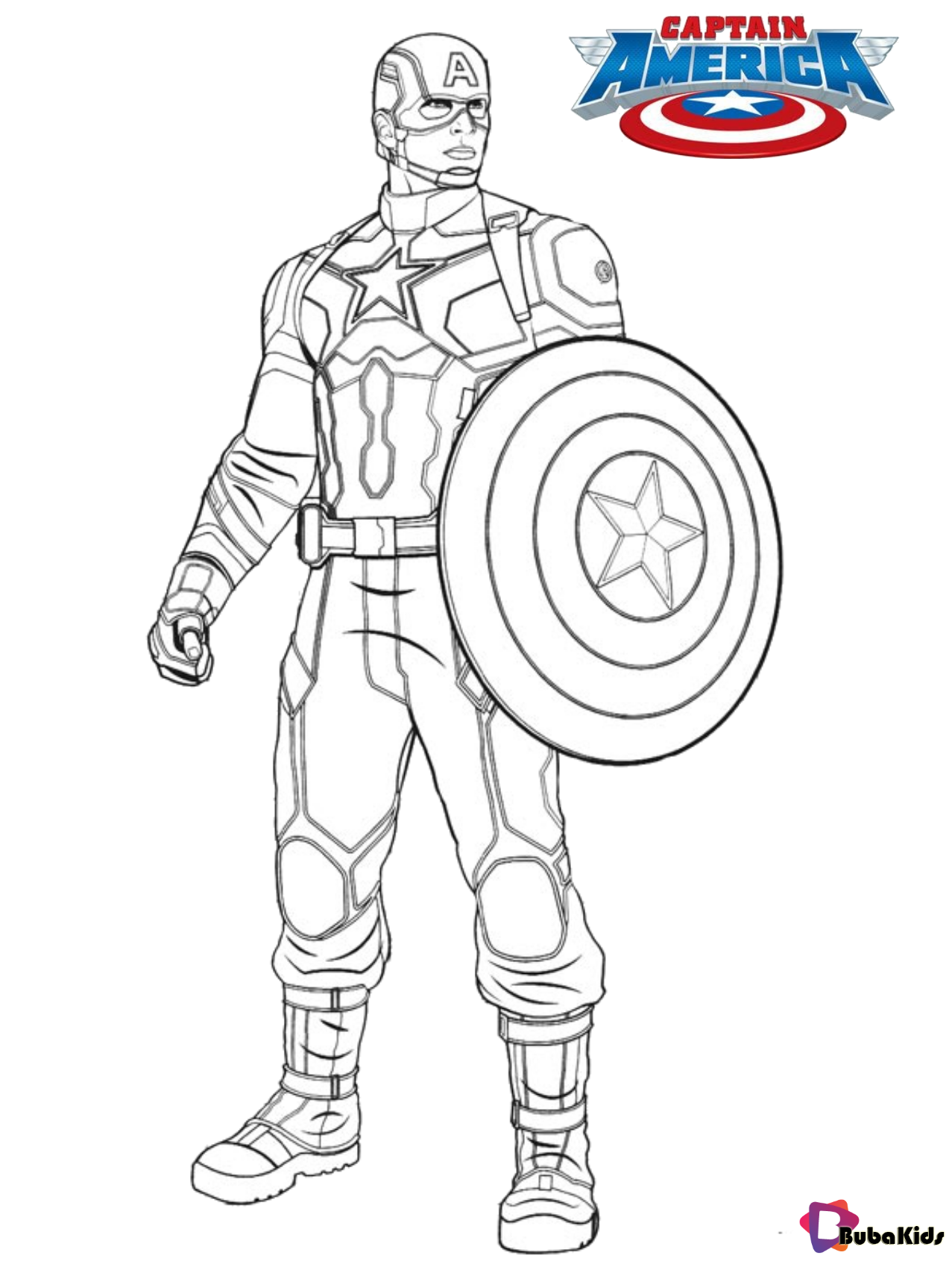 Captain america coloring page for kids Wallpaper