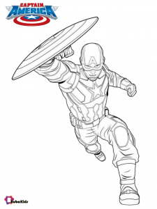 Captain america running with shield coloring pages | BubaKids.com