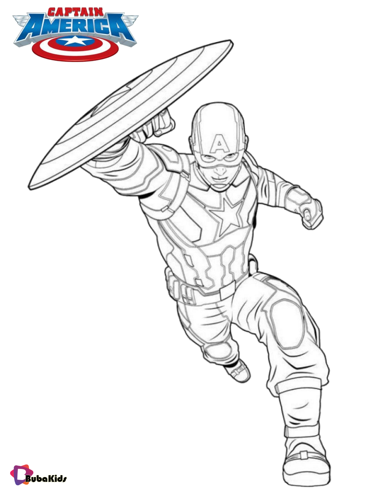 Captain america running with shield coloring pages Wallpaper