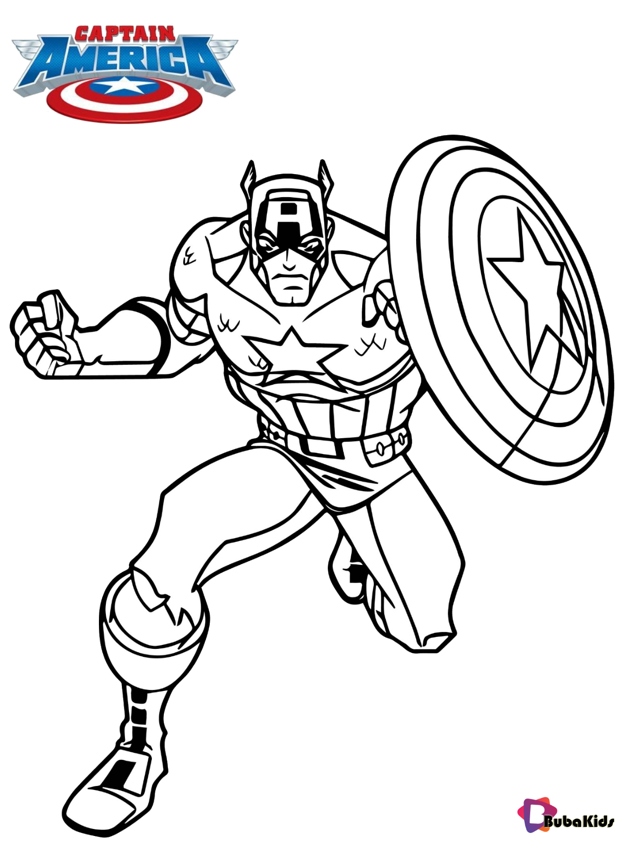 Captain America superhero coloring page for kids Wallpaper