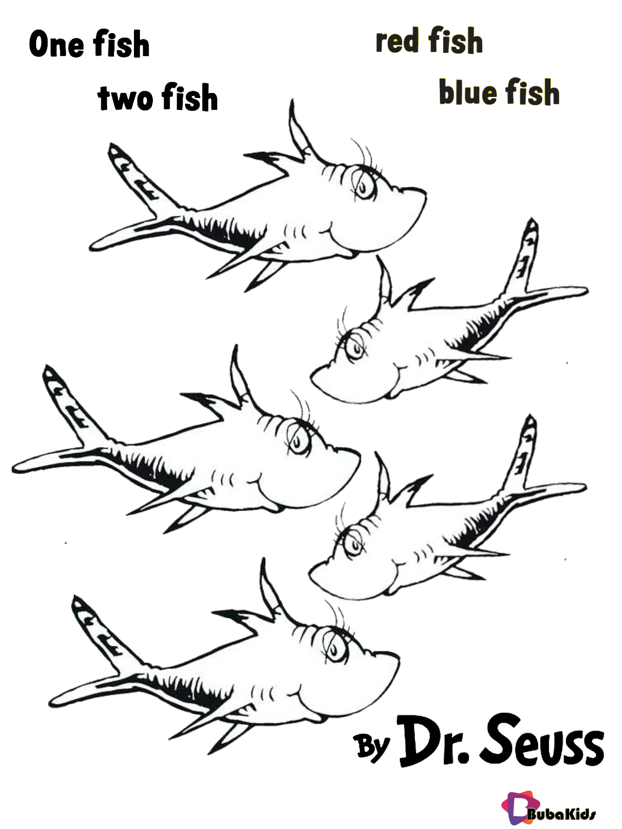 Dr seuss one fish two fish red fish blue fish coloring pages Wallpaper