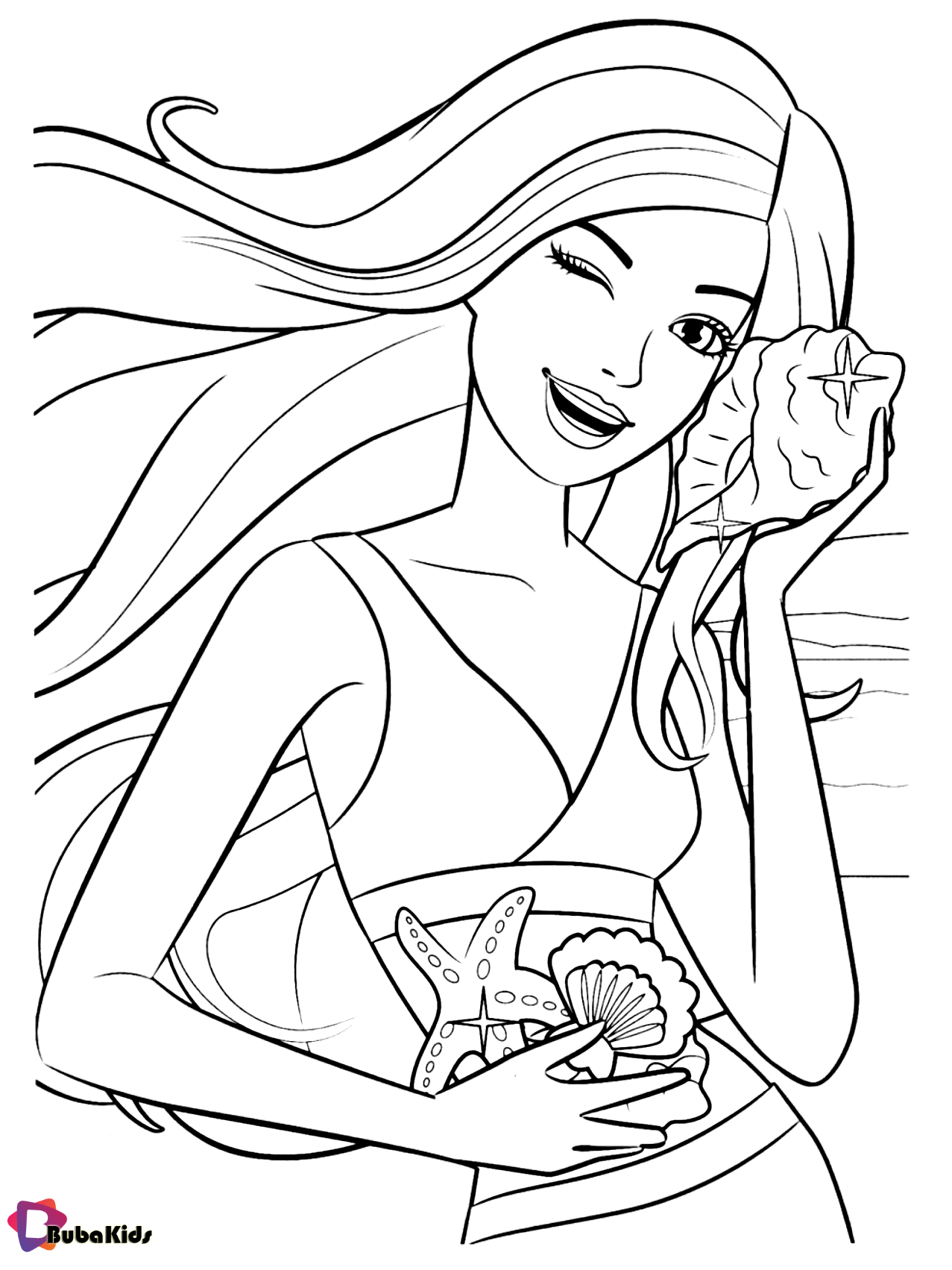 Free download and printable beautiful barbie coloring page for kids Wallpaper