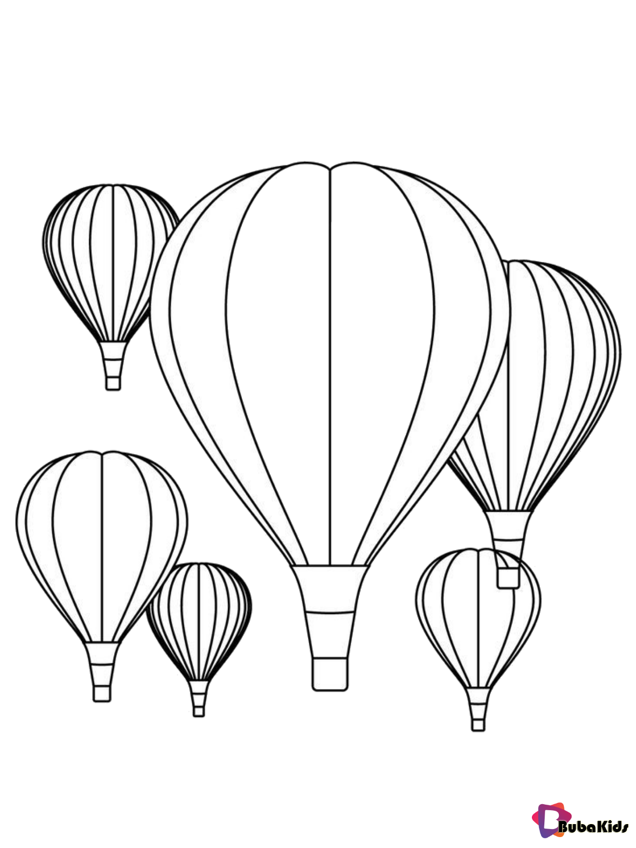 Hot air balloon coloring page for kids