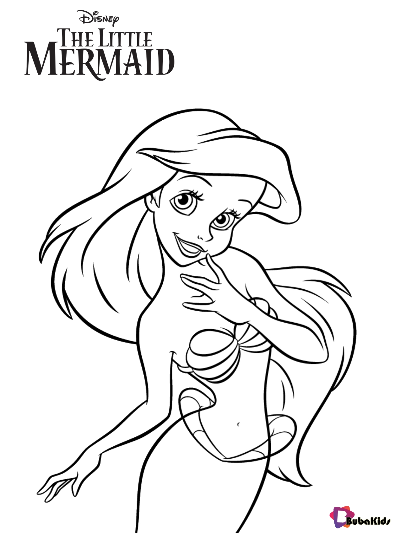 Ariel The little mermaid coloring sheet Wallpaper