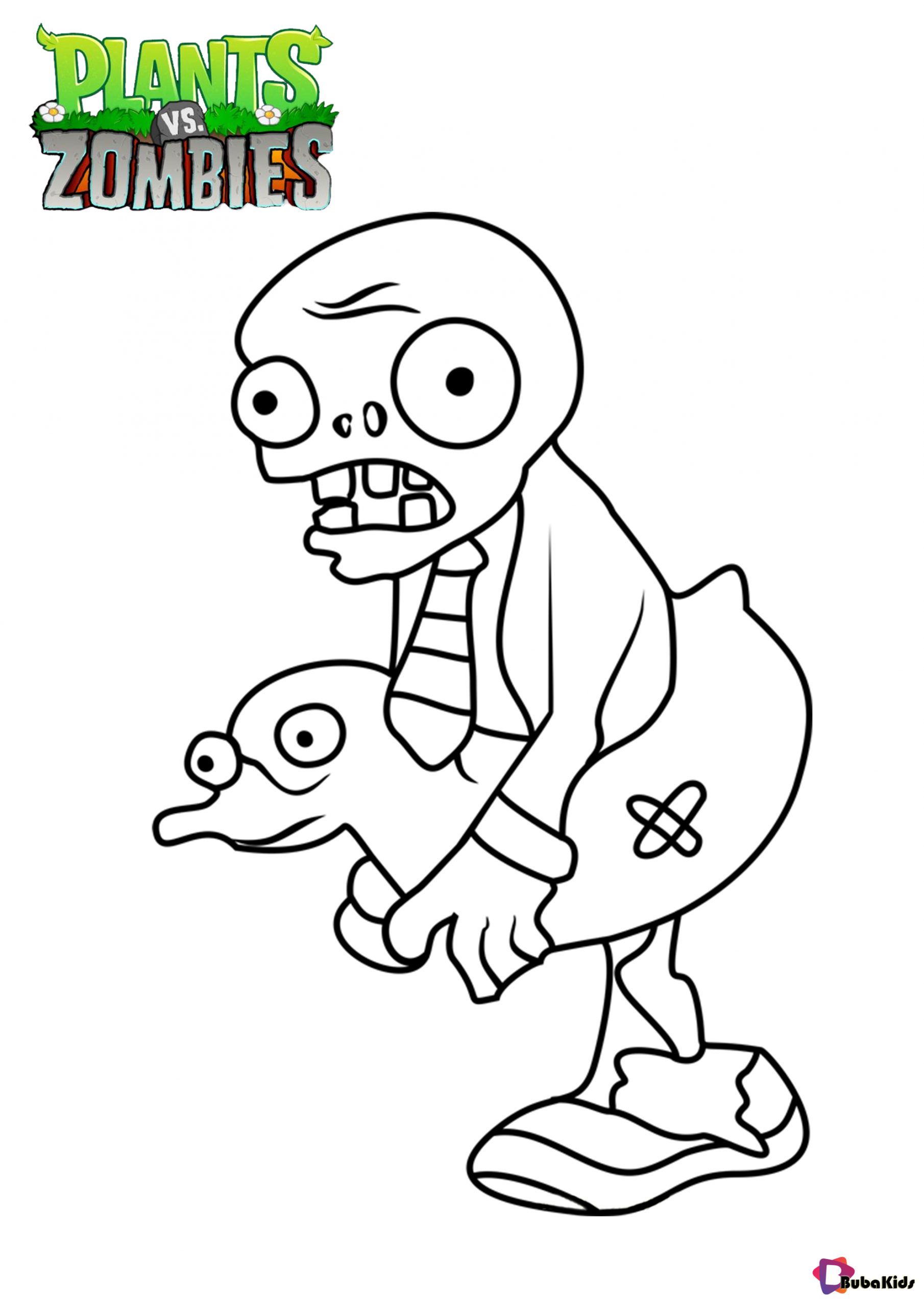 Plants vs zombies Ducky Tube Zombie coloring page Wallpaper