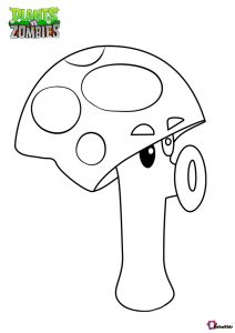 Plants vs zombies Scaredy shroom coloring page | BubaKids.com