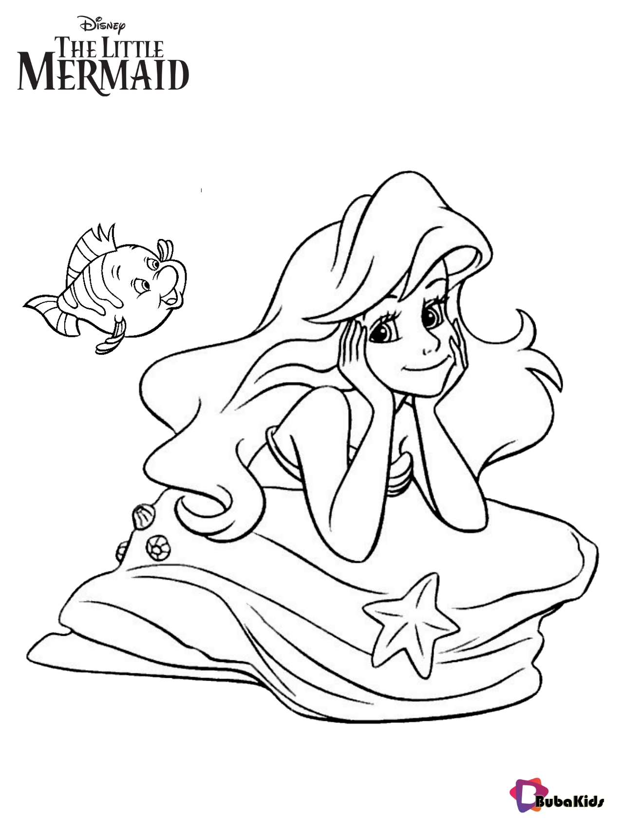 Ariel dreaming the little mermaid coloring pages Wallpaper