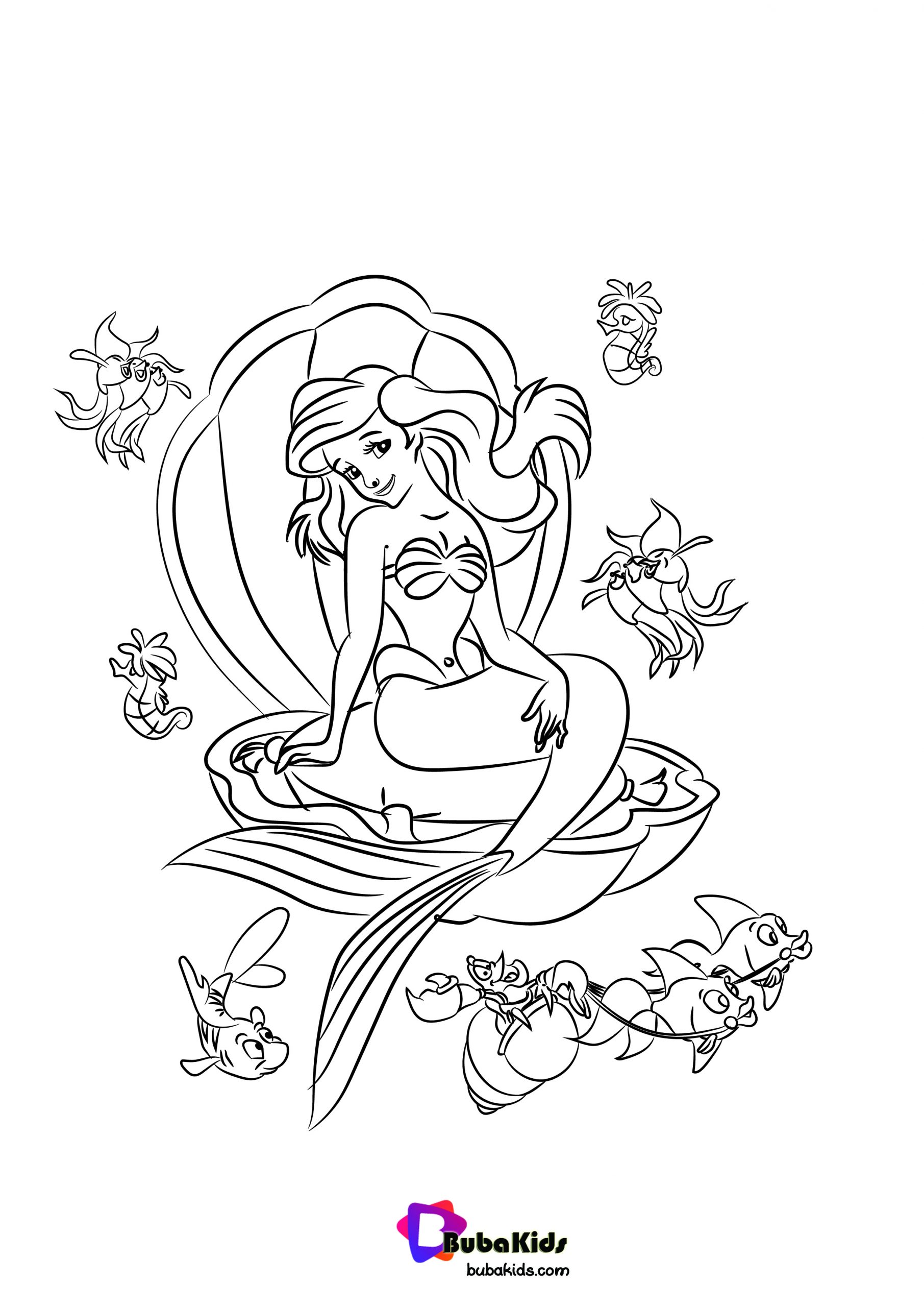 Disney Ariel Coloring Pages Free Wallpaper