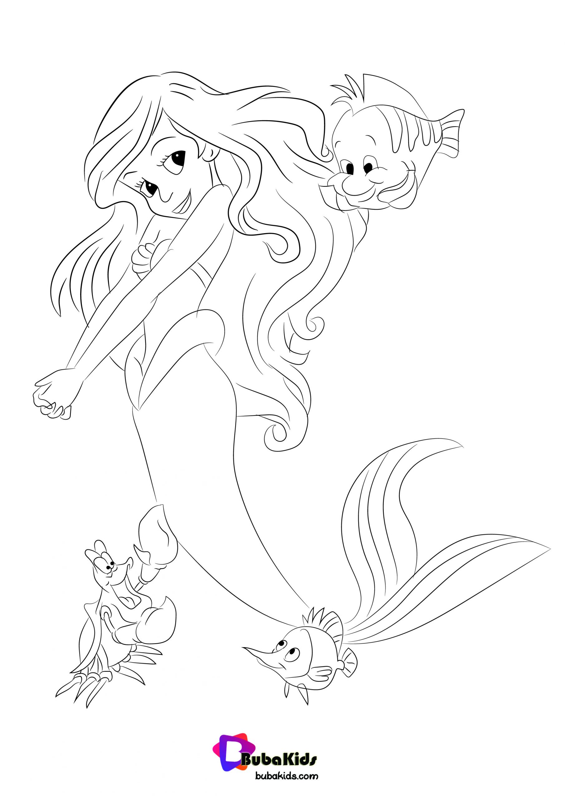 Princess Ariel Coloring Page Tracing By Bubakids Wallpaper